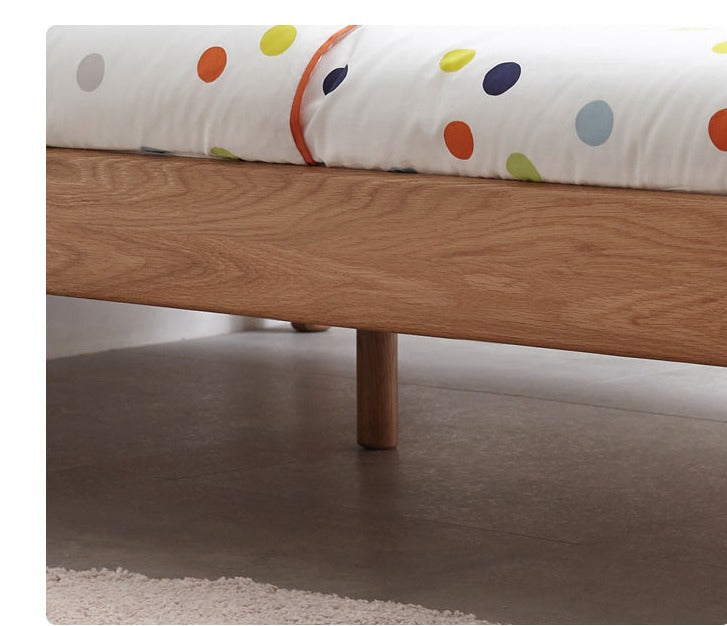 Solid Oak Wood Kids Bed - Sturdy & Safe Children's Bedroom Furniture for Toddlers & Teens - Perfect for Bedrooms, Daycare, and Guest Rooms