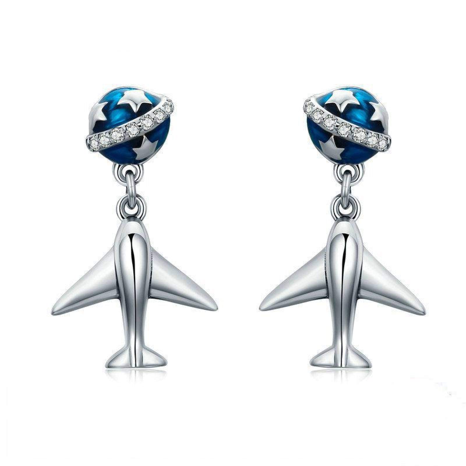 ESCYQ 925 Sterling Silver Airplane & Star Pendant Dangle Earrings for Women - Elegant Fashion Jewelry for Birthday, Party & Festival Gifts | Perfect for Travel Lovers & Astronomy Enthusiasts