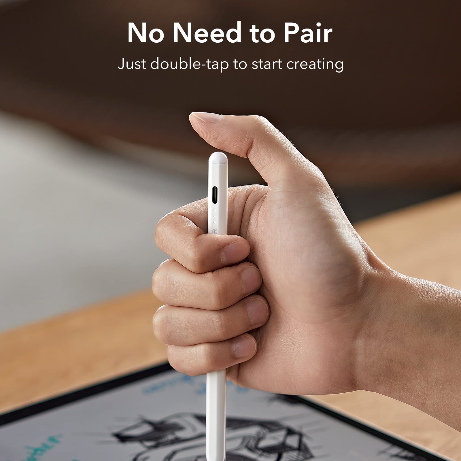 ESR Stylus Pen for iPad Pro 12.9/11, Air 5/4, Mini 6 & iPad 10/9/8 - Tilt Sensitive Digital Pencil with Palm Rejection & Magnetic Attachment (White) | Perfect for Drawing, Note-Taking & Professional Design Work