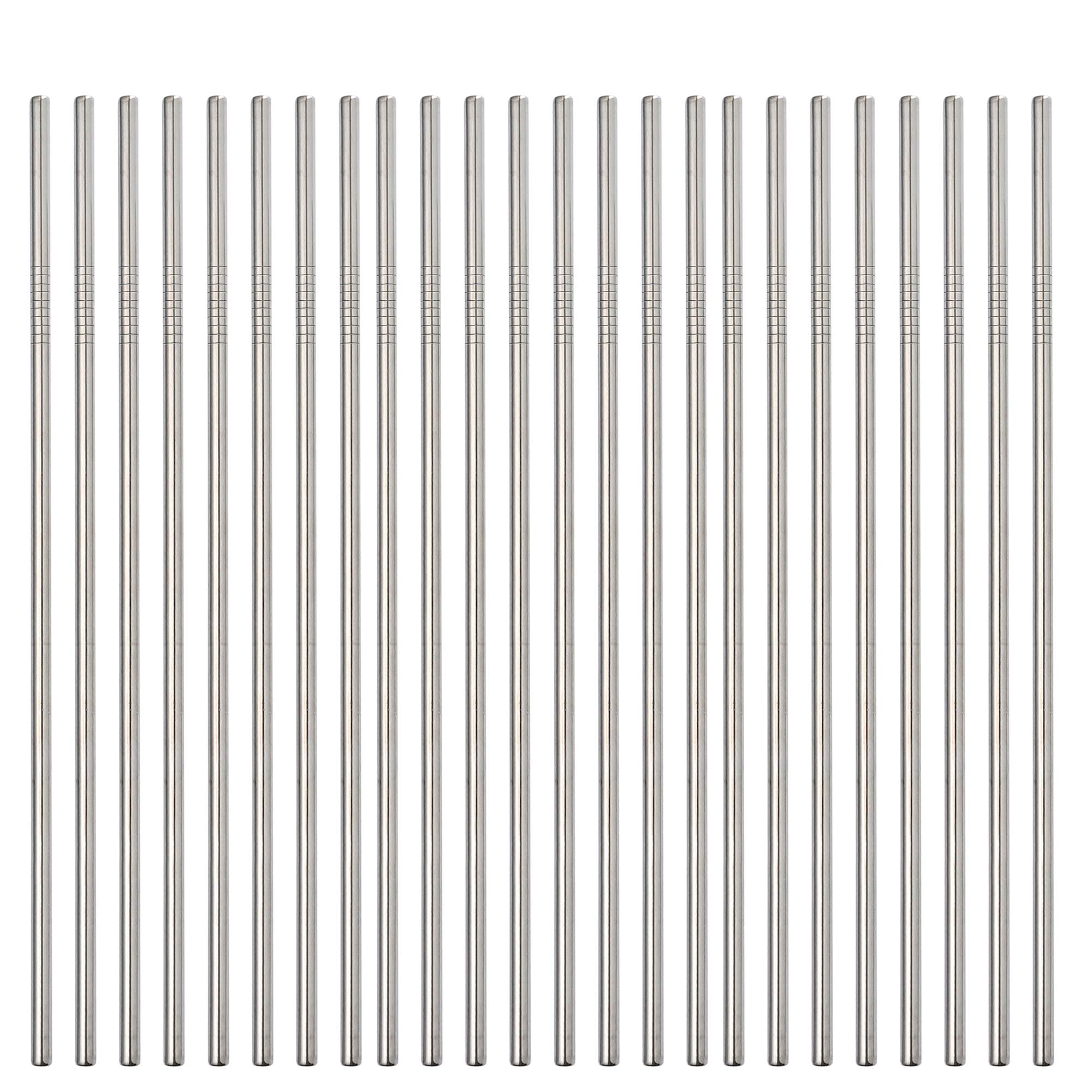 50 Pack Stainless Steel Metal Straws - 10.5