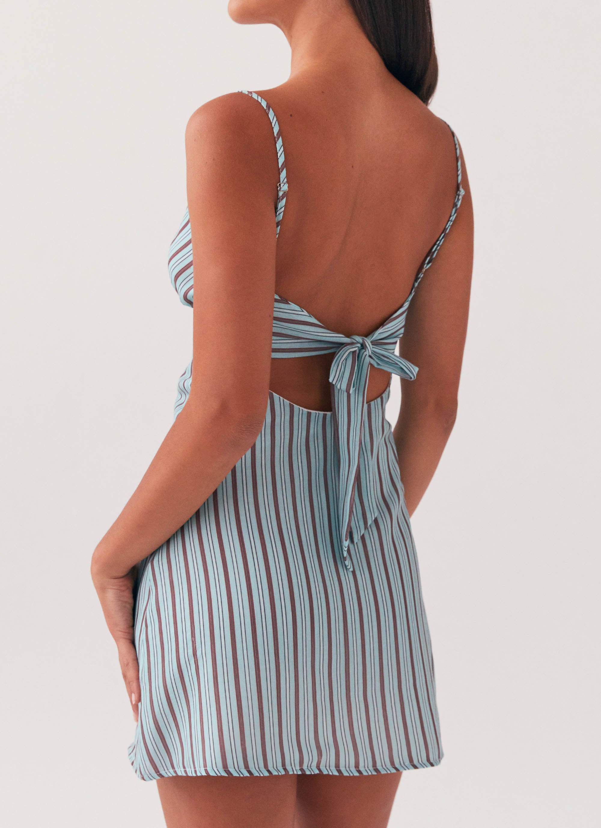 Flora Linen Mini Dress - Coastal Stripe Summer Dress for Women | Beach Vacation, Brunch & Casual Outfit