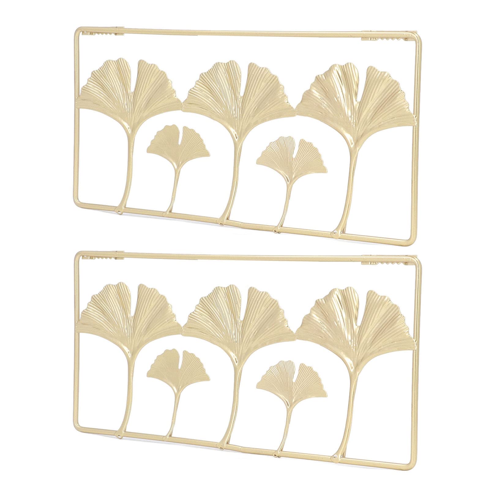 Pwshymi Gold Metal Leaf Wall Art Decor - 2 Pack Modern Minimalist Iron Wall Hangings for Restaurant, Living Room, Bedroom, Office & Home Decor