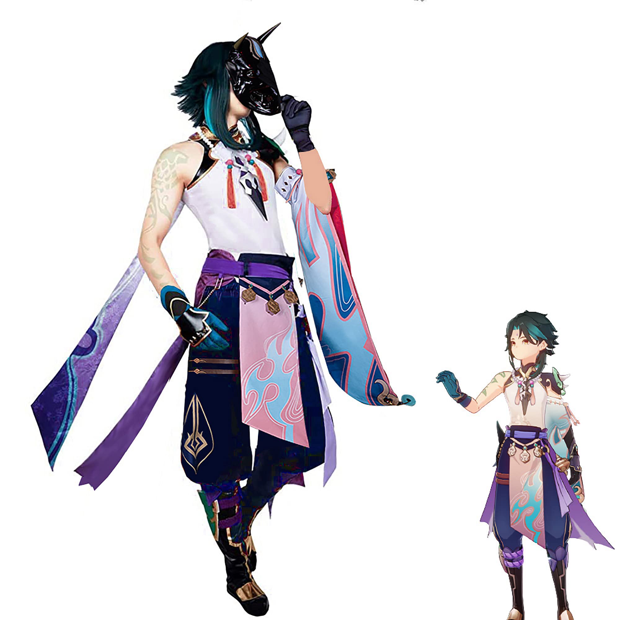 Genshin Impact Xiao Cosplay Costume Full Set - Anime Role Play Outfit for Halloween, Conventions & Themed Parties