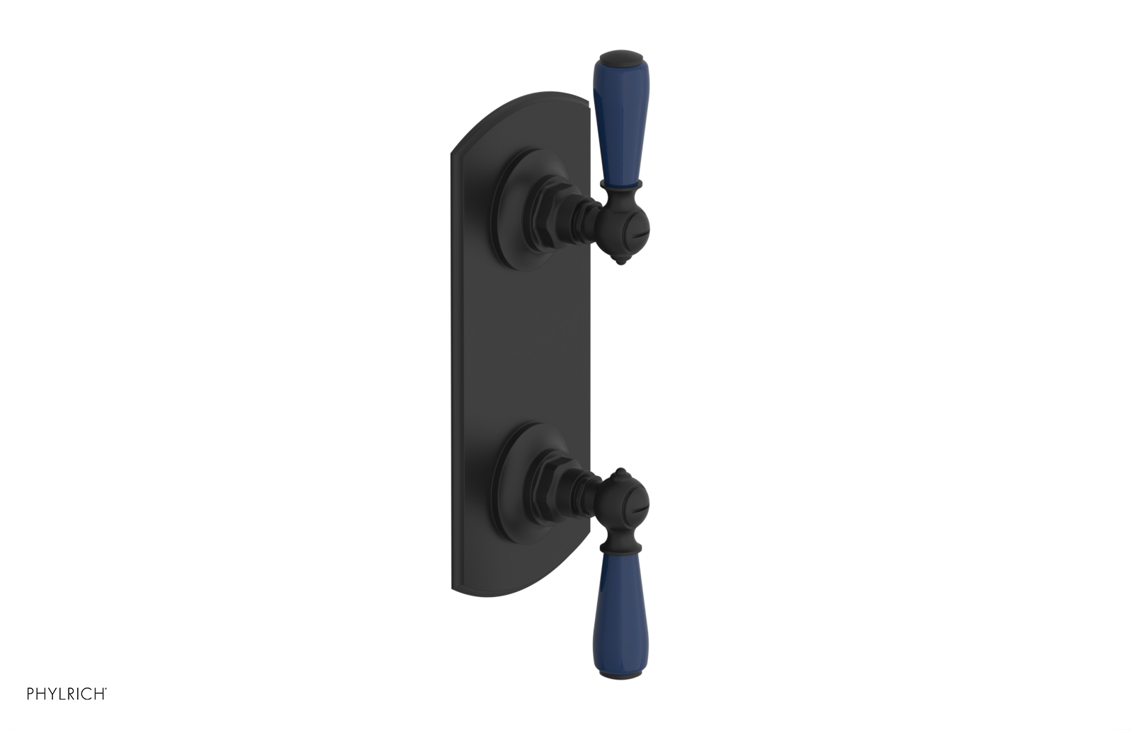 Jamestown Thermostatic Shower Valve with Volume Control & Diverter - Navy Blue Accents (Model 4-738) | Perfect for Modern Bathroom Renovations & Spa-Like Shower Experiences