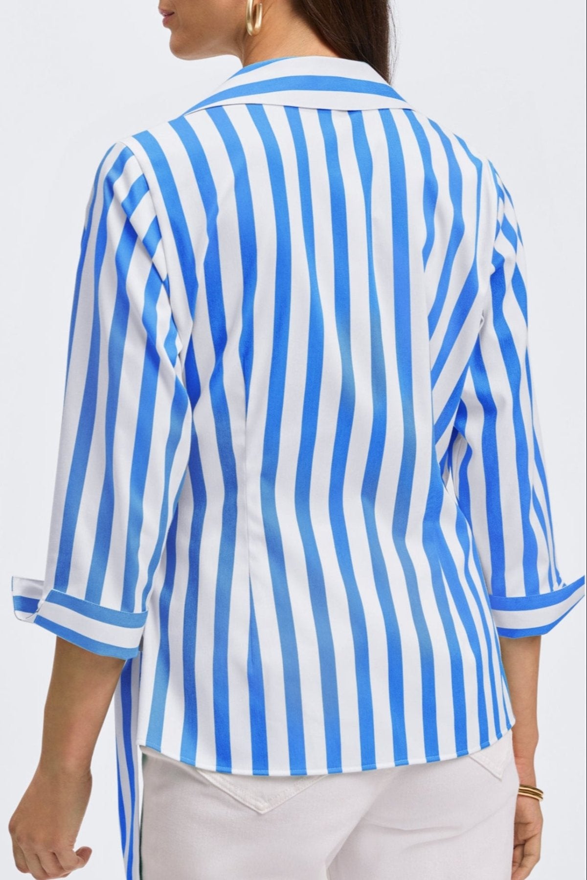 Salina Springtime Stripe 3/4 Sleeve Blouse - Women's Floral Print Casual Top for Spring & Summer Outfits | Perfect for Office, Date Night & Weekend Wear