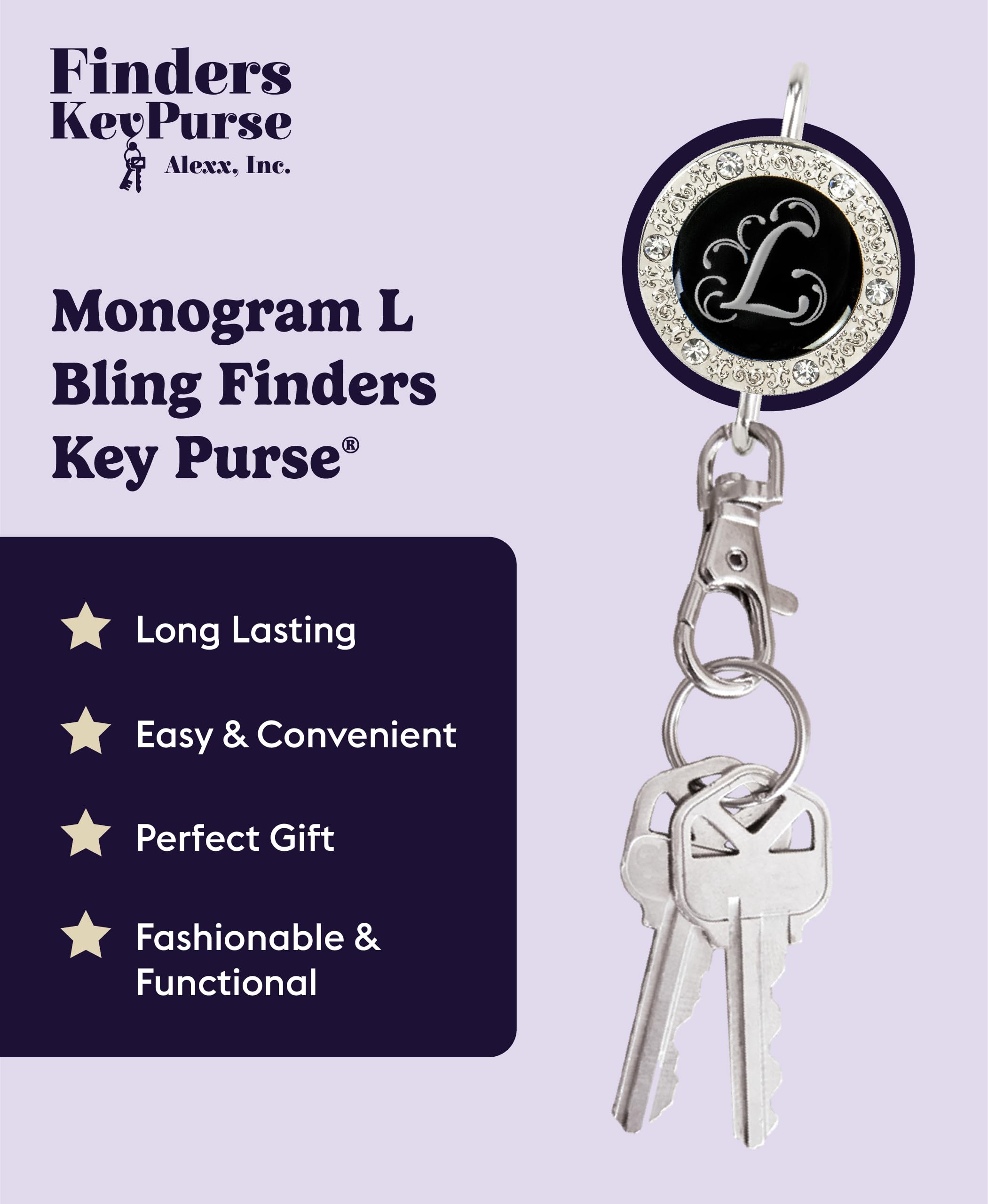 Personalized Monogram Key Finder & Purse Organizer - Stylish Women's Bag Charm Keychain, Perfect Gift for Mom - Ideal for Travel, Shopping & Everyday Use