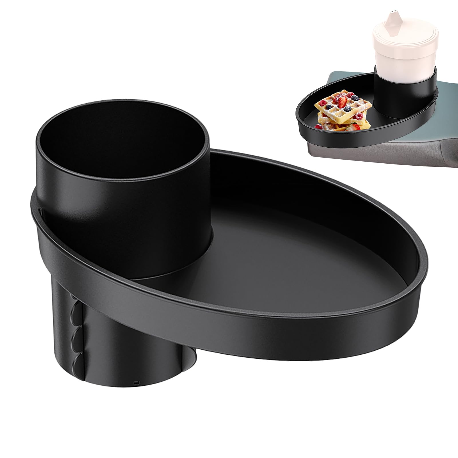 BeNsil Car Seat Cup Holder & Snack Tray - Portable Travel Organizer with Storage Compartment | Fits Most Car Seats & Strollers | Perfect for Road Trips, Baby Strolls & Family Travel Accessories