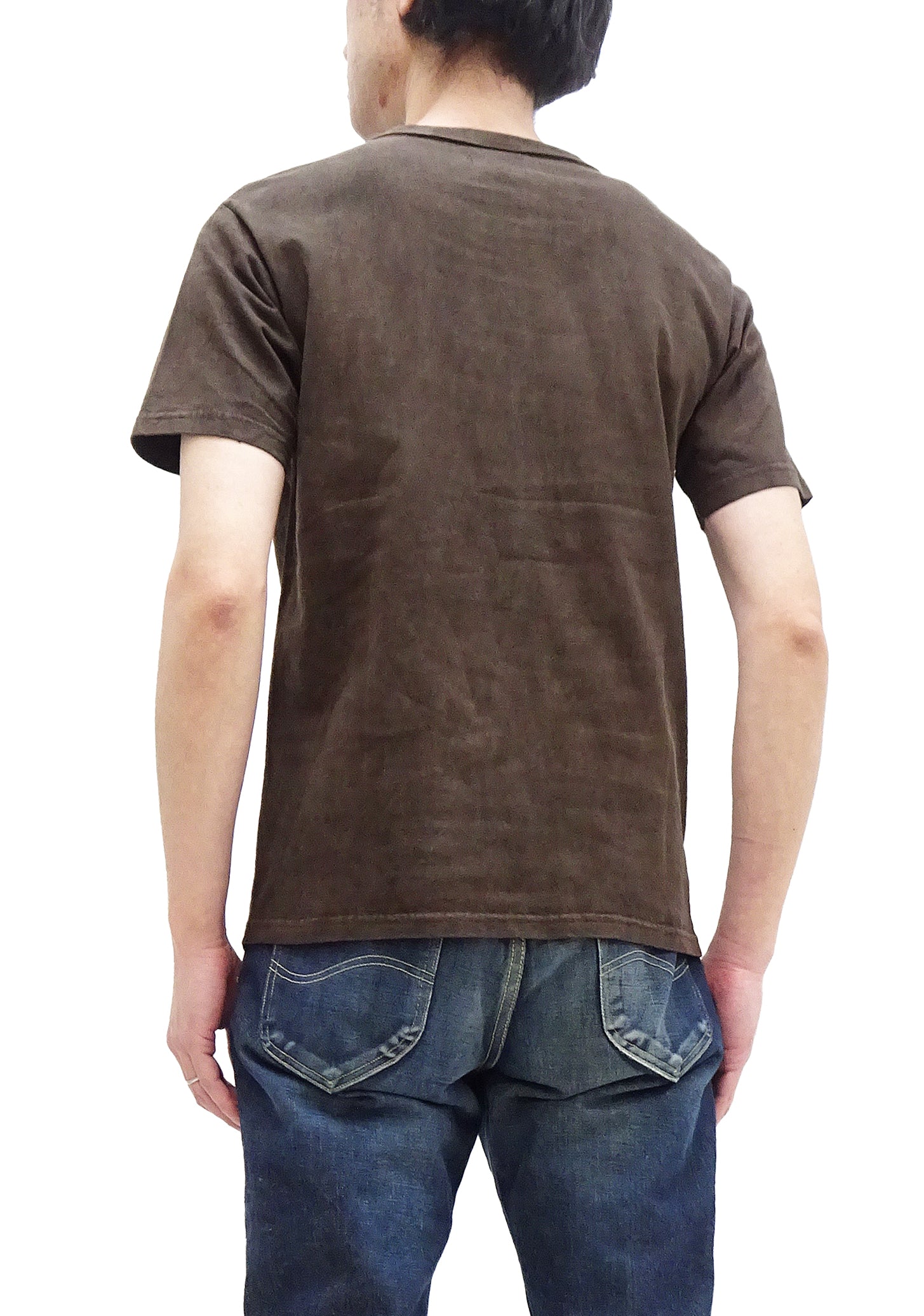 Studio D'artisan Men's Natural Dye Amami Dorozome Short Sleeve T-Shirt - 100% Cotton Plain Solid Color Tee (Brown) for Casual Wear & Summer Outfits