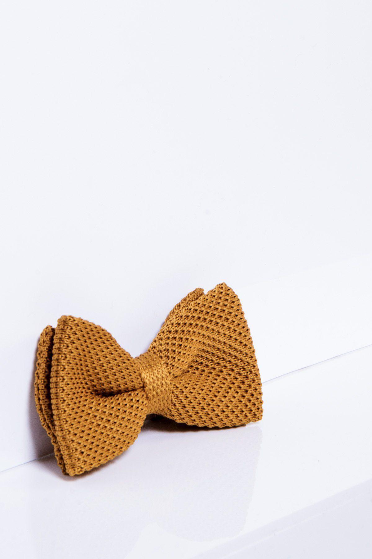 Gold Knitted Double Layer Bow Tie for Men & Women - Elegant Fashion Accessory for Weddings, Parties & Formal Events