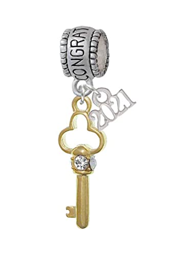 Delight Jewelry Crystal Trefoil Key Charm Bead - Perfect for Gifts & Celebrations