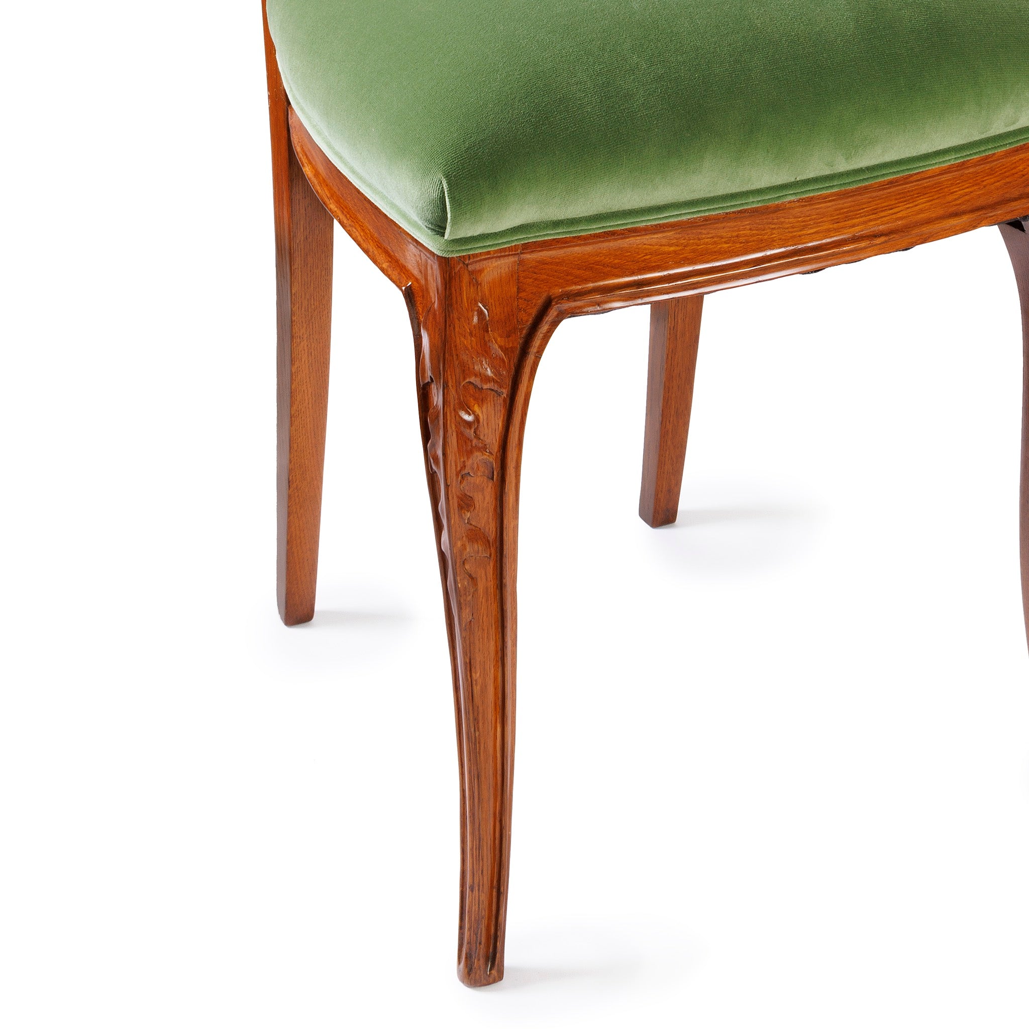 Louis Majorelle Chicorée Walnut and Oak Dining Table Set - Elegant 6-Piece French Art Nouveau Dining Room Furniture for Home & Entertaining