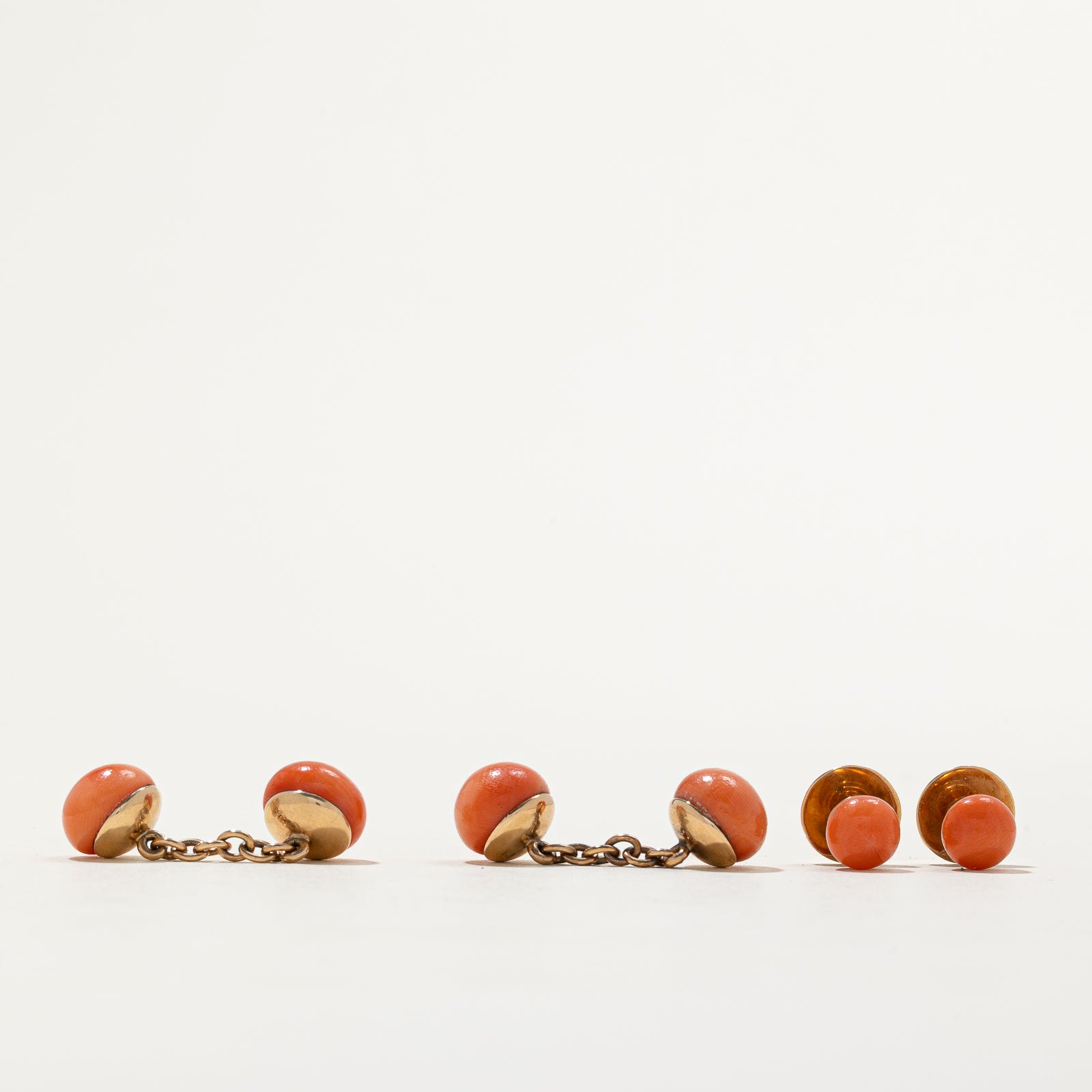 Victorian Style Solitaire Coral Cufflinks Set - 34.00ctw Genuine Coral Stone for Men's Formal Wear - Perfect for Weddings, Business Meetings & Special Occasions