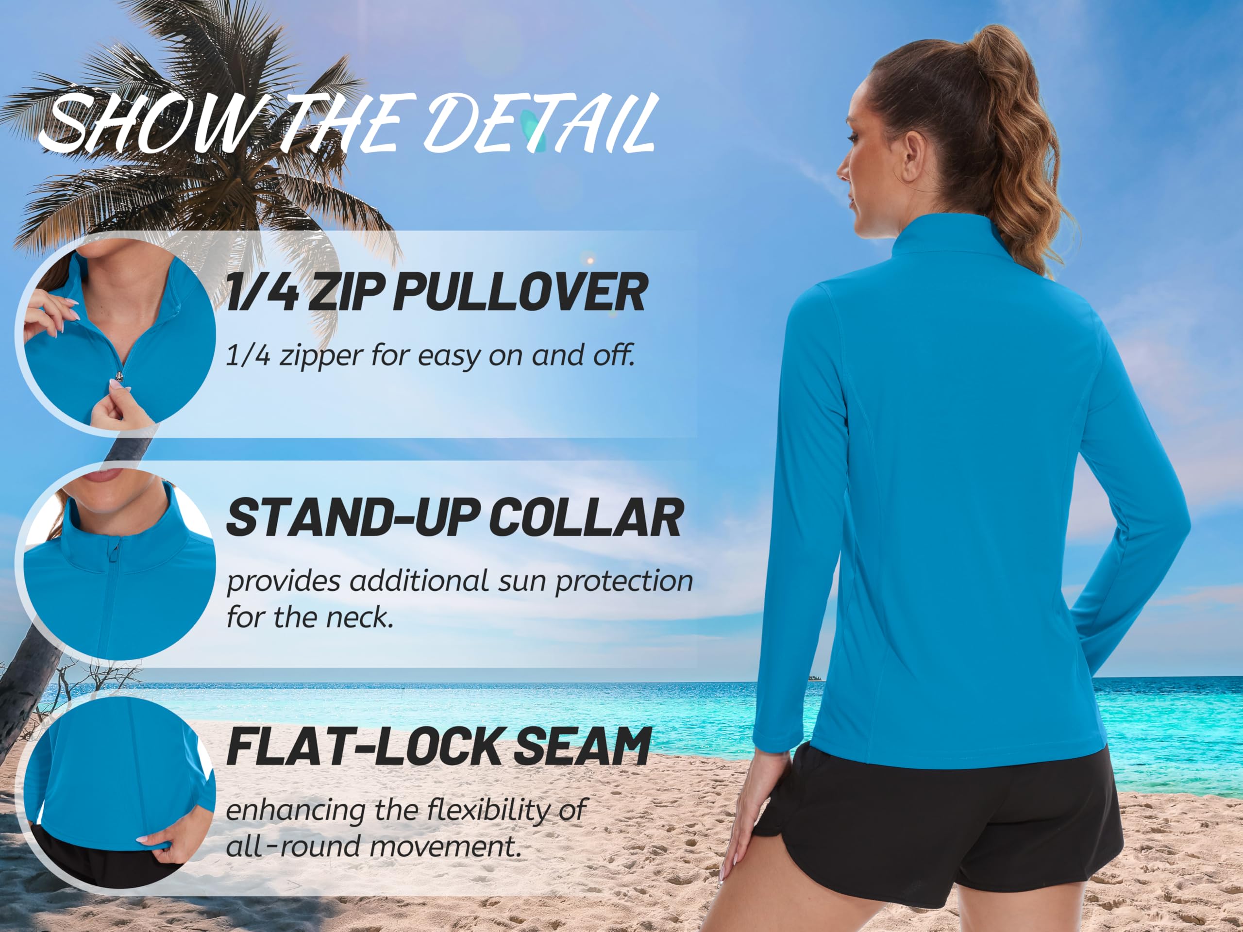 TACVASEN Women's UPF 50+ UV Protection Quarter Zip Pullover - Long Sleeve Golf & Workout Shirt for Outdoor Activities, Hiking, and Sun Protection
