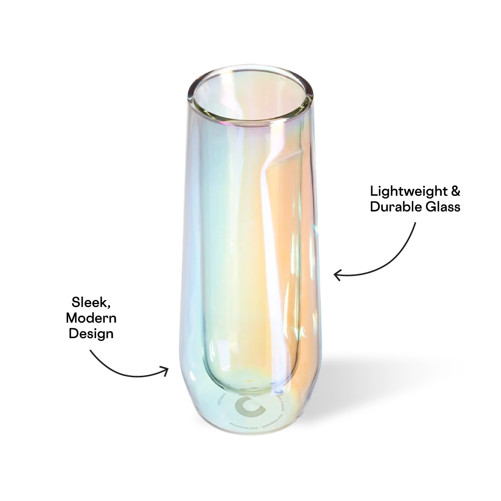Premium Stemless Flute Glass Set of 2 - Elegant Champagne Glasses for Weddings, Parties & Celebrations - Shatter-Resistant Crystal Clear Design for Sparkling Wine & Cocktails