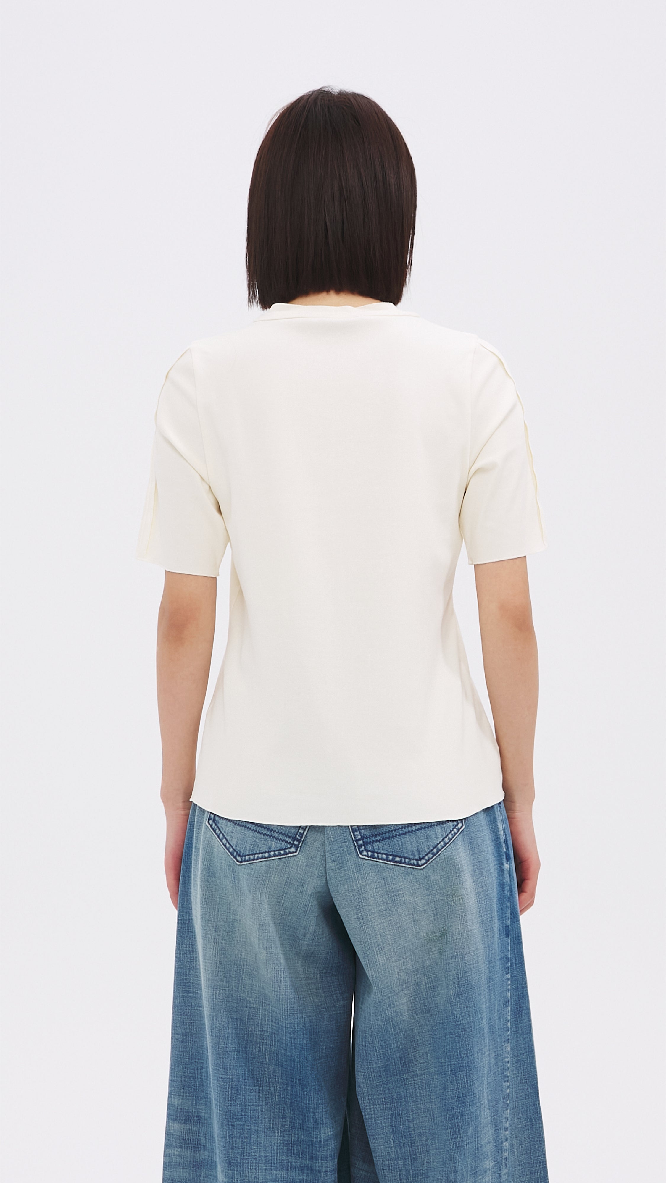Tucks Trimmed T-Shirt for Women - Comfortable & Stylish Casual Wear - Perfect for Everyday Outfits, Work, and Relaxing at Home