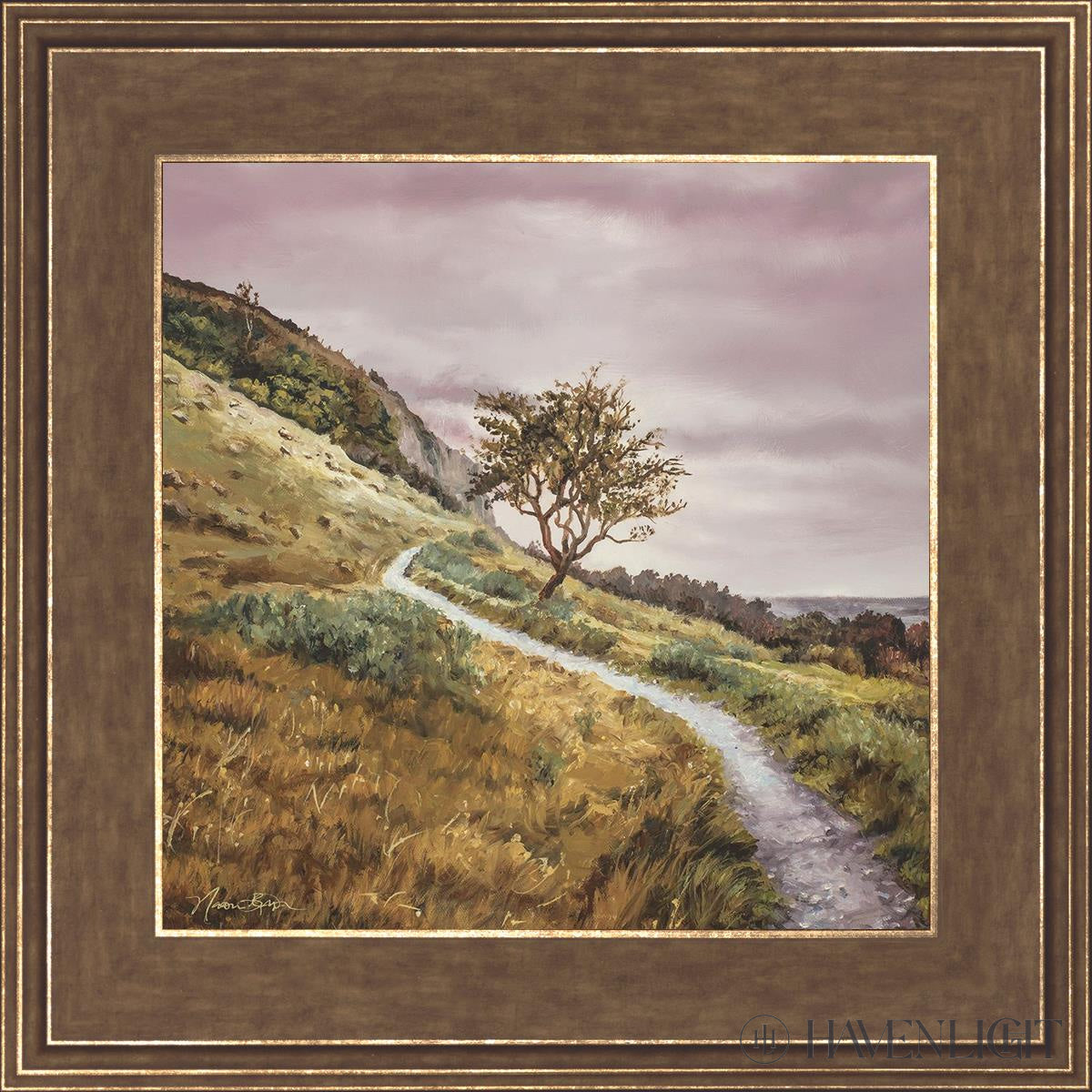 Broken Path Mountain Top Wall Art - Handmade Boho Decor for Living Room, Bedroom & Office - Inspirational Nature Landscape Painting for Home Decor