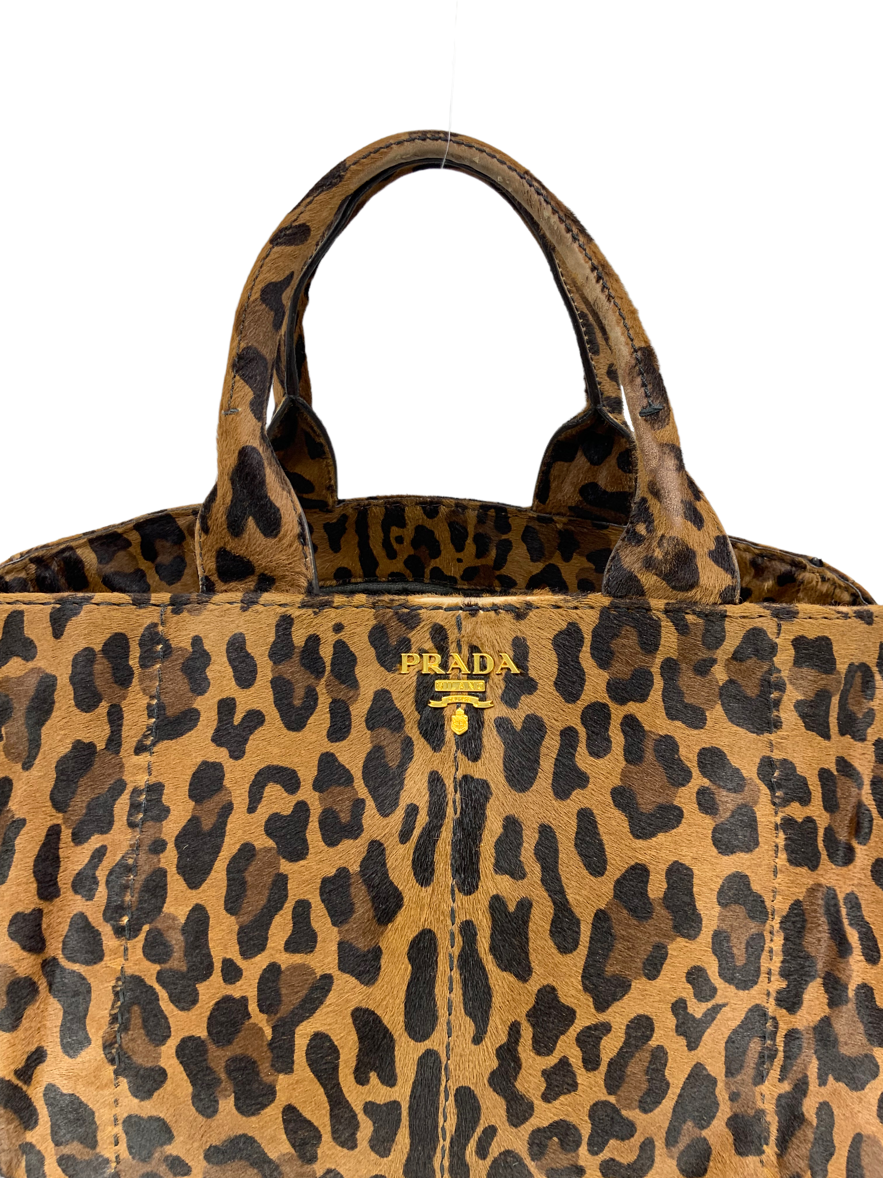 PRADA Cavallino Calf Hair Large Tote Bag for Women - Luxury Designer Handbag for Work, Travel & Everyday Use
