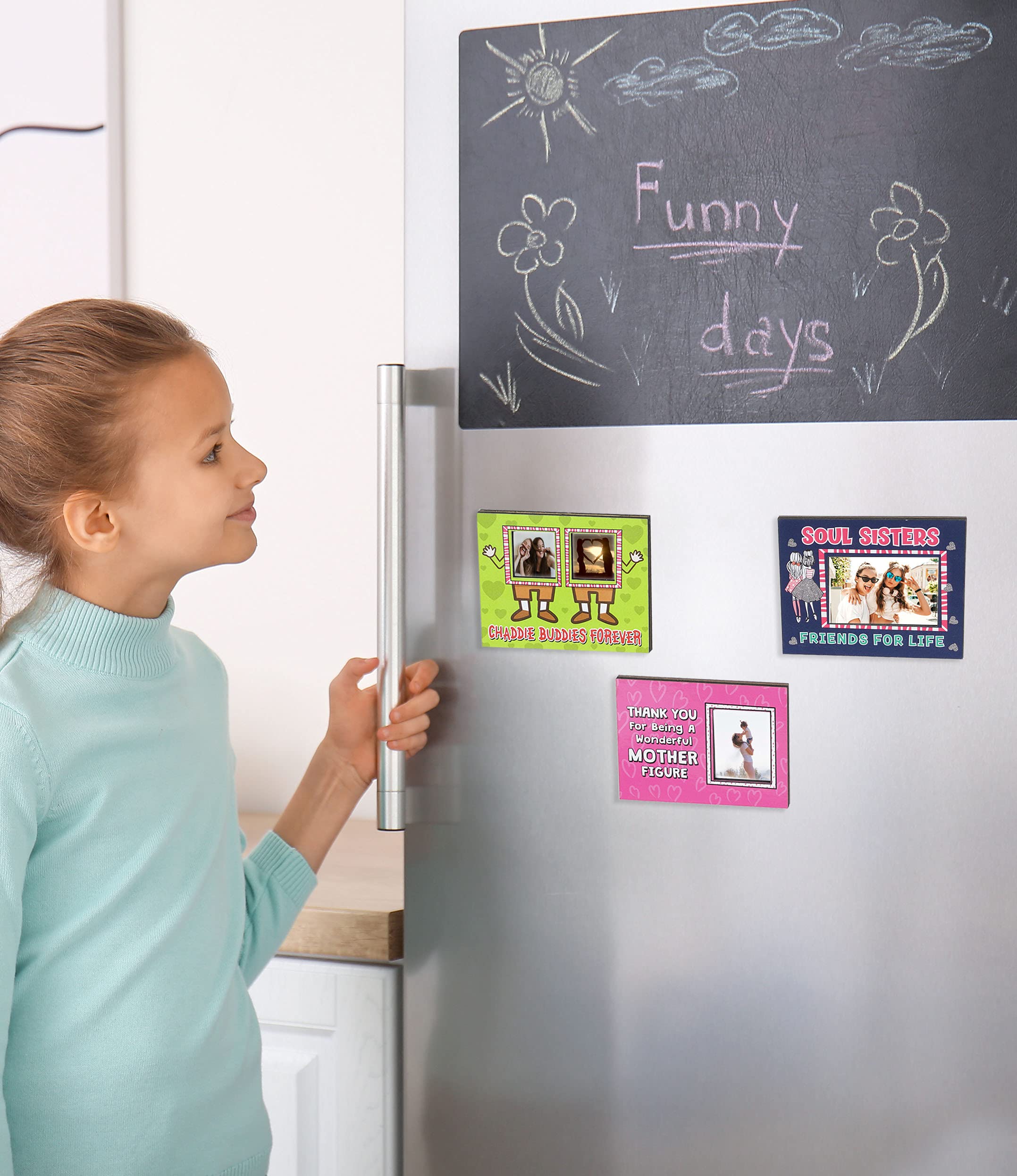 Best Friends Forever Photo Magnet Frame - Refrigerator Magnetic Photo Frames for BFF Gifts - 8x10cm Mini Picture Frames - Perfect for Home, Office & Dorm Decor