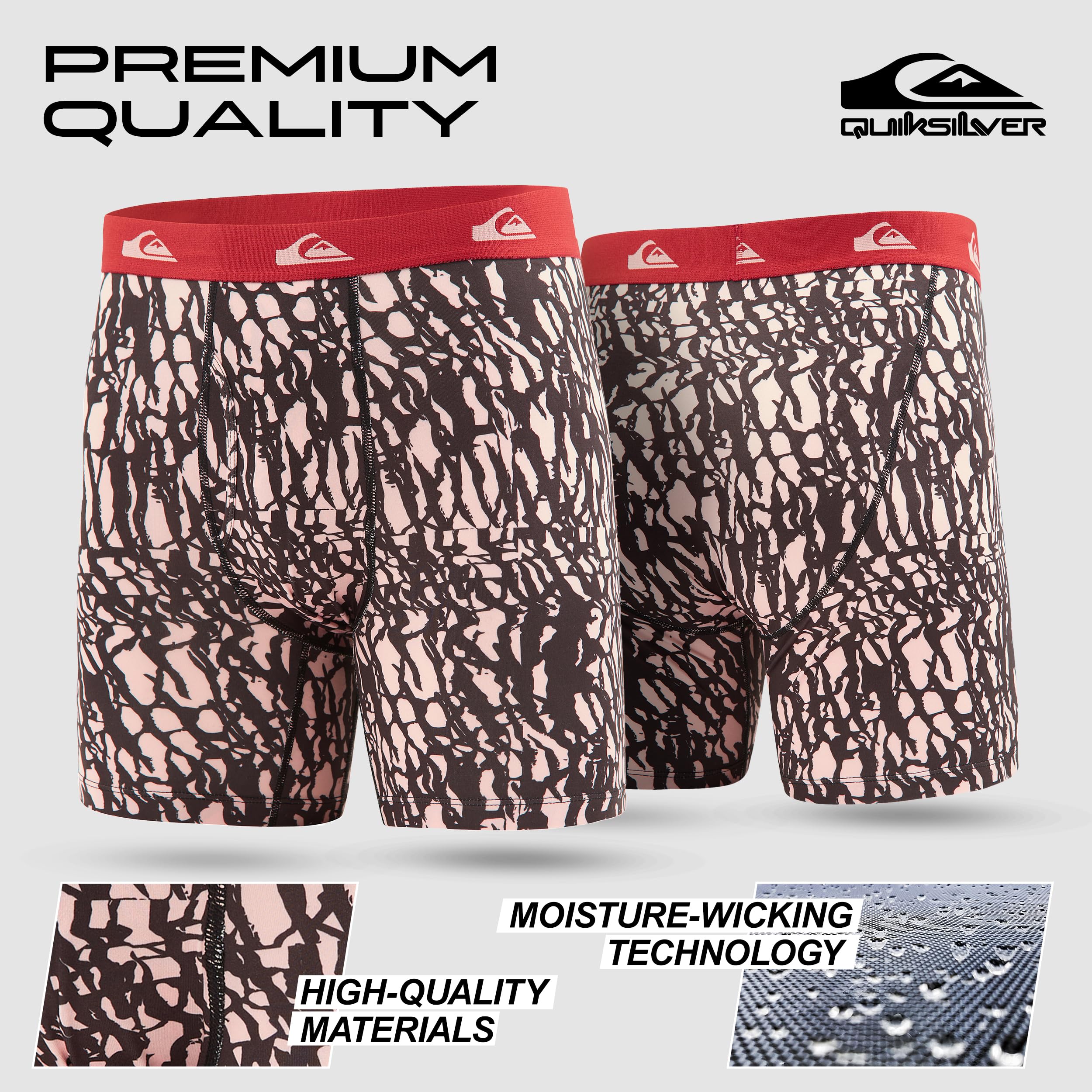 Quiksilver Men's Boxer Briefs 4-Pack - Super Soft Brushed Polyester Underwear for Men | Comfortable Everyday Wear for Work, Gym & Travel