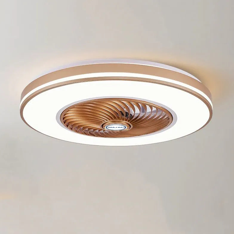 Dual Tone Round Ceiling Fan with LED Light - Modern Indoor/Outdoor Cooling for Living Room, Bedroom, Patio