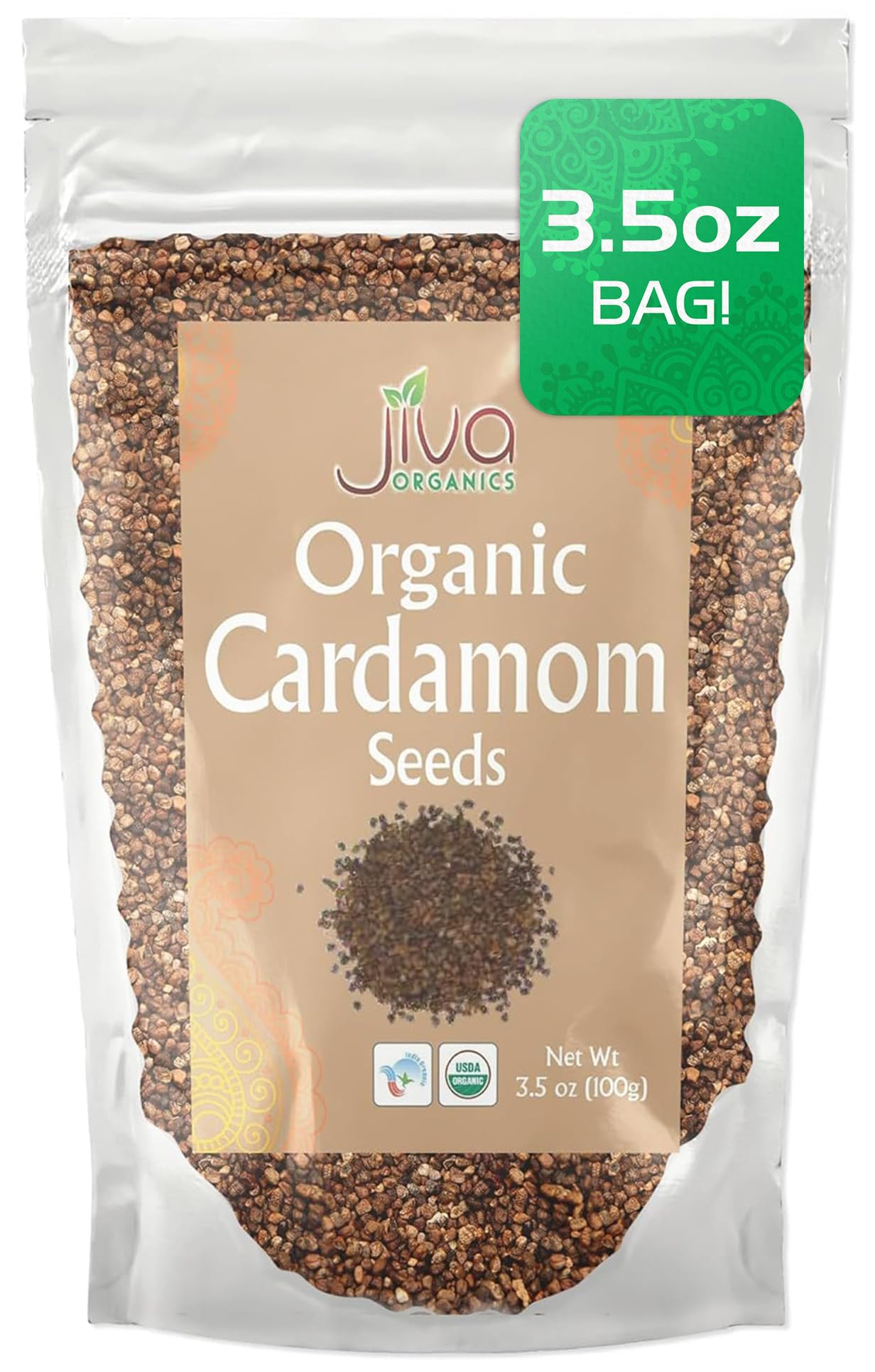 Premium Organic Black Cardamom Seeds (Decorticated) - 3.5oz Resealable Bag | Non-GMO, Gluten-Free | Perfect for Baking, Chai Tea & Indian Cuisine
