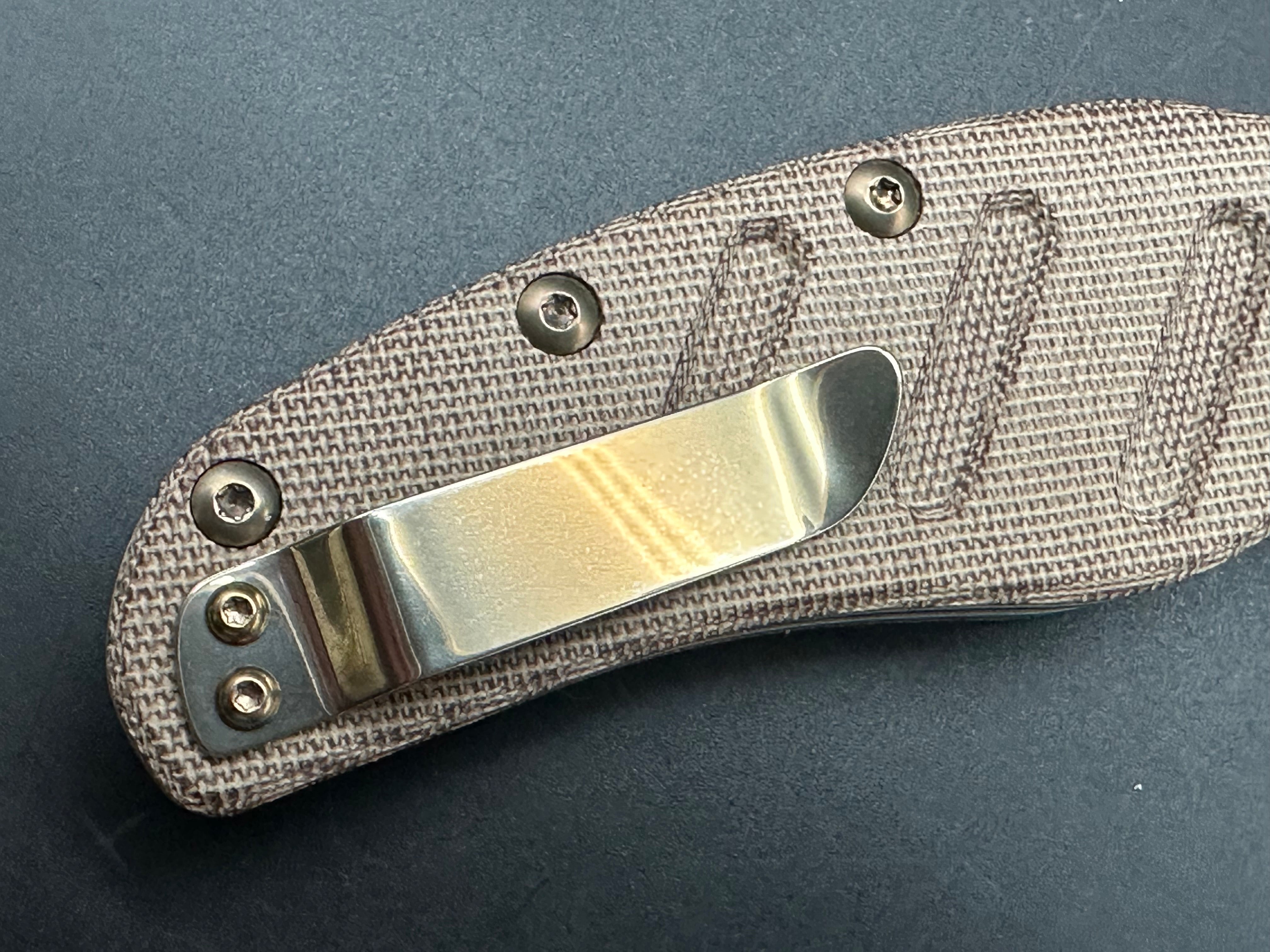 KIZER C01C Sheepdog XL Folding Knife - Brown Micarta Handle, 154CM Steel Blade - Heavy Modified for Outdoor, Camping & EDC Use