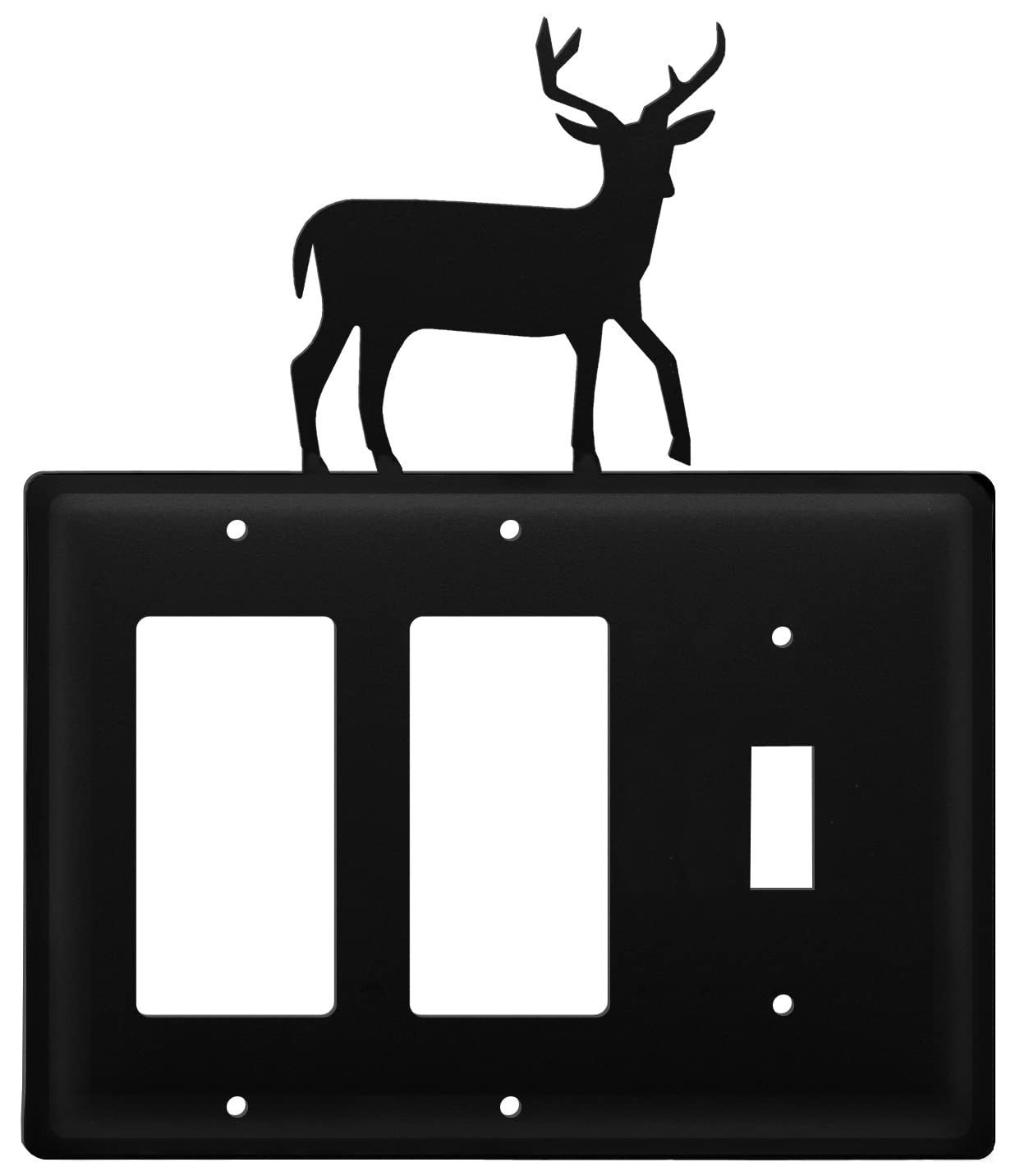 Vintage Wrought Iron Deer Double GFCI Outlet Cover Plate - Rustic Wall Decor for Cabin, Farmhouse & Outdoor Electrical Safety