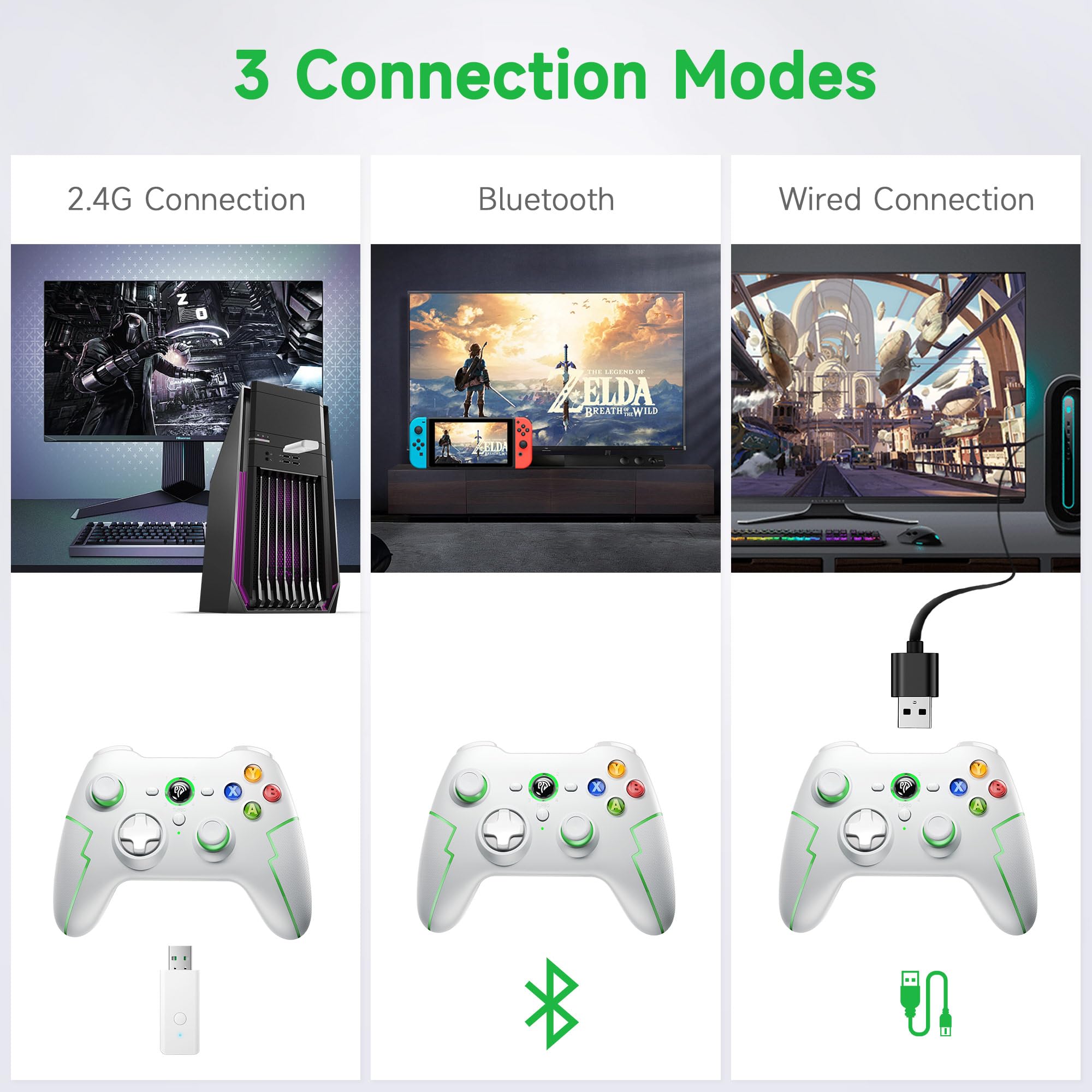 EasySMX 9013pro Wireless Bluetooth & 2.4G Game Controller for PC, PS3, Android Smartphone & TV - Ergonomic Joystick for Gaming, Streaming & Casual Play