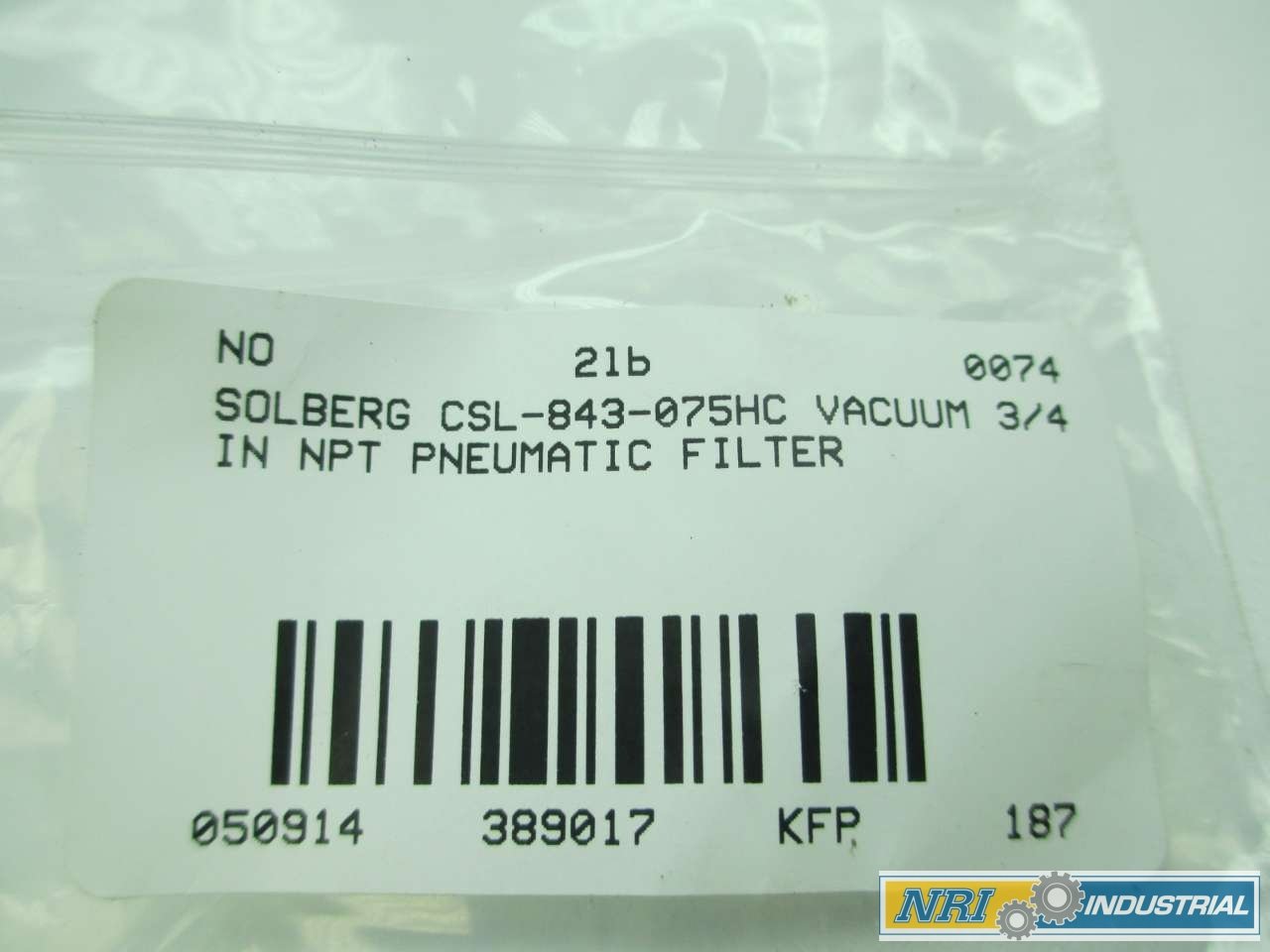 Solberg CSL-843-075HC Vacuum Filter 3/4 Inch NPT D389017 - Industrial Dust Collection & Pneumatic System Replacement Part for Clean Air Solutions