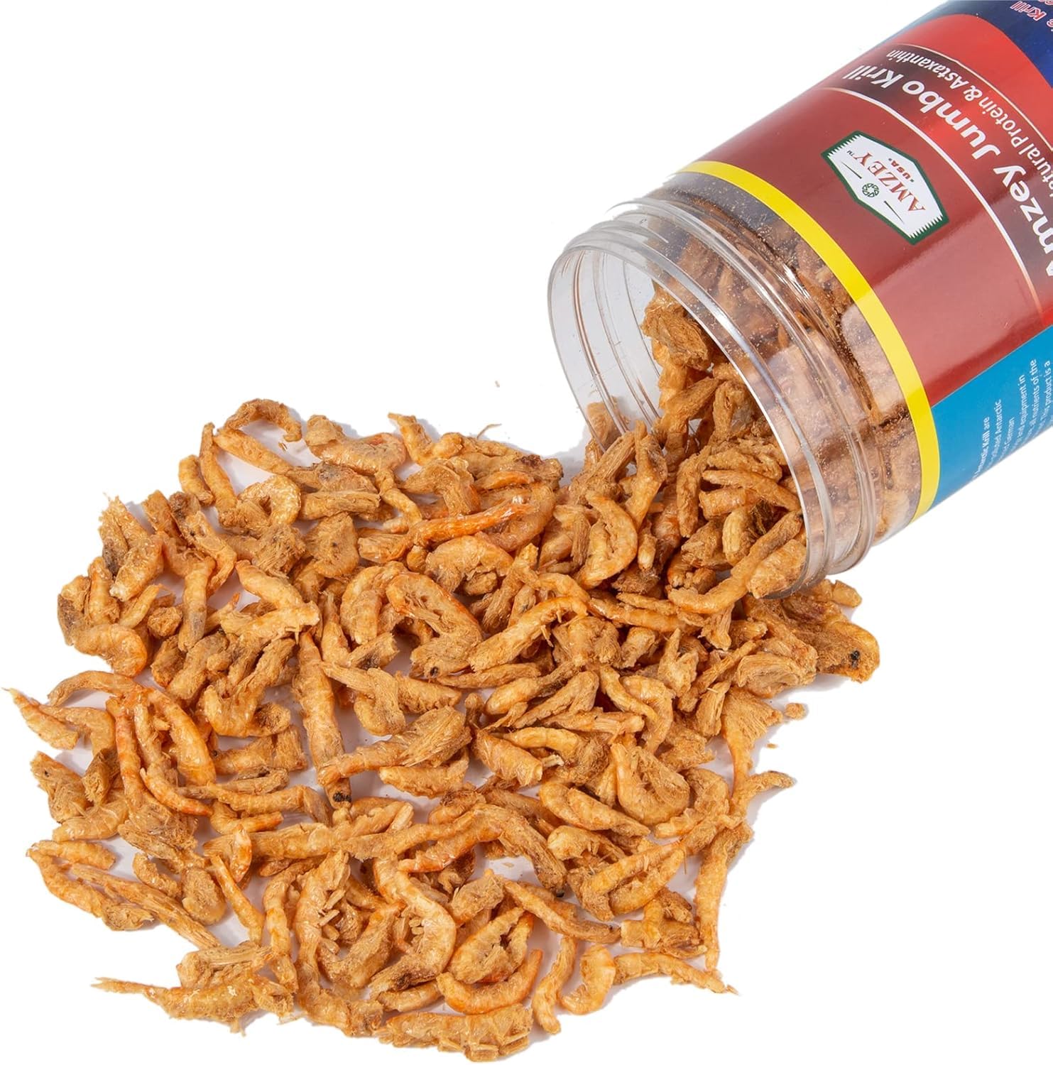 Amzey Freeze-Dried Jumbo Krill 3 oz - High in Omega-3 & Vitamins | Premium Superfood for Cats, Dogs & Fish | Ideal for Freshwater & Saltwater Aquariums, Pet Treats & Nutritional Supplements