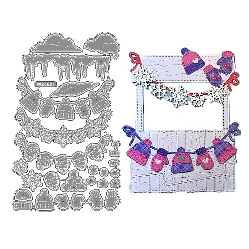 Winter Snowflake Coffee Mug Gnome Die Cuts - DIY Christmas Embossing Stamps for Scrapbooking, Greeting Cards & Holiday Crafts (Z5627-Dies) - Perfect for Handmade Decorations, Gift Tags & Festive Paper Projects