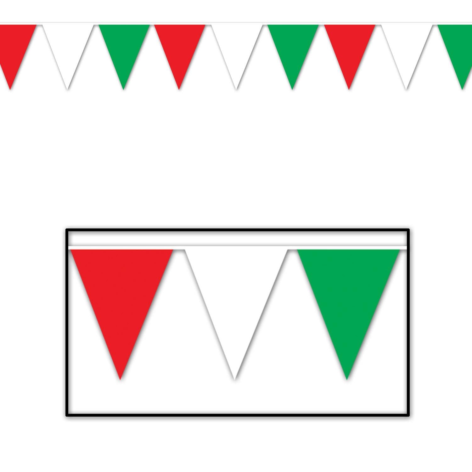 12 Pack Beistle 120 ft. Red White Green Party Pennant Banner - Perfect for Birthday, Christmas, Graduation & Holiday Decorations