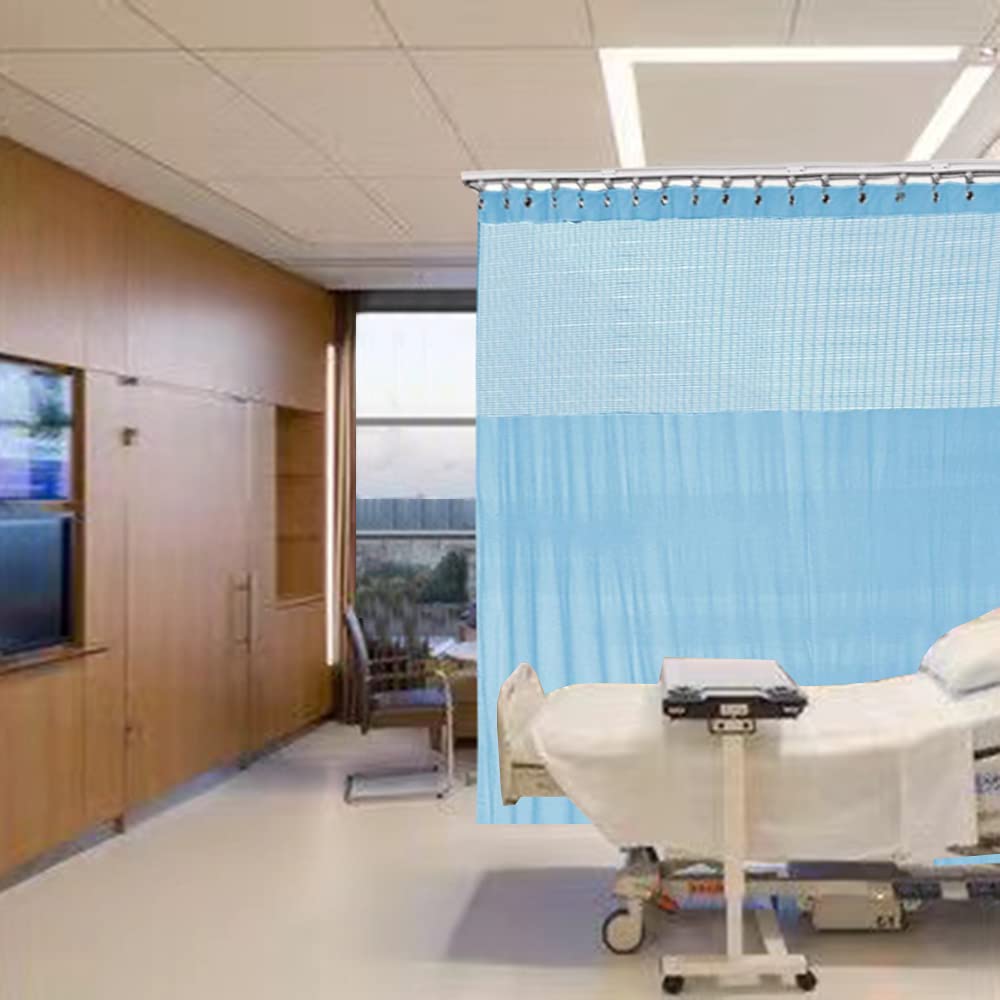 Feeniibuk 5ft x 7ft Hospital Privacy Curtains - Medical Room Divider Drapes with Grommets for Clinics, Patient Rooms & Cubicles (Blue, 1 Panel) - Ideal for Healthcare Facilities, Nursing Homes & Private Spaces