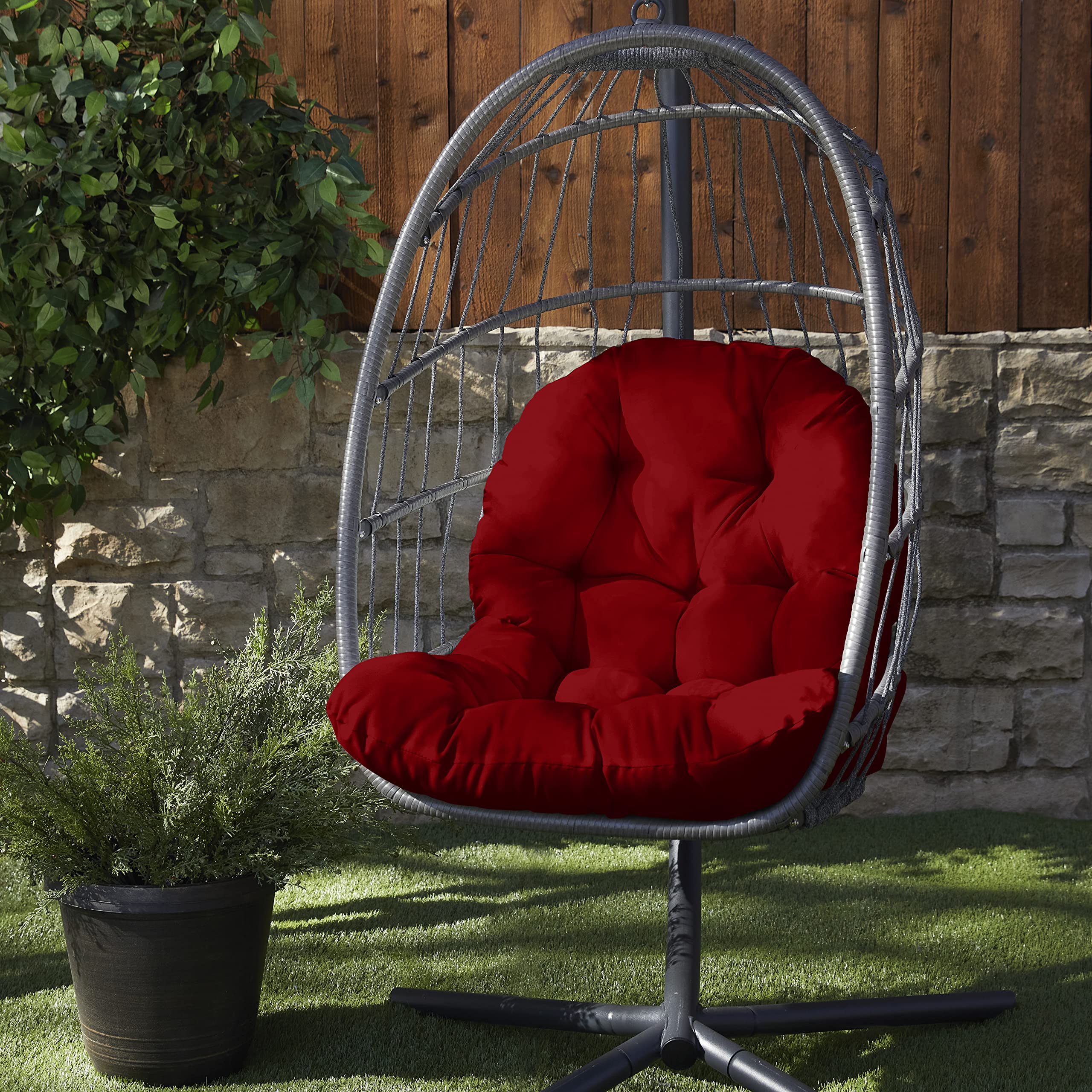 Sorra Home Egg Chair Cushion - 1 Pack Soft Comfortable Seat Pad for Outdoor/Indoor Egg Chairs - Waterproof & UV Resistant - Crimson Red - Perfect for Patio, Garden, or Living Room Relaxation