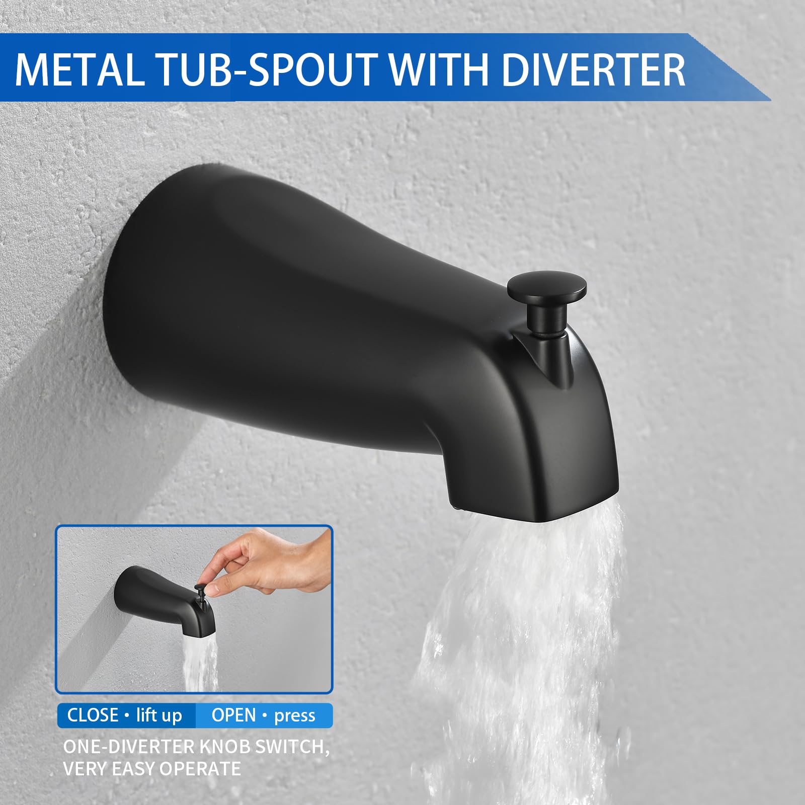 Premium Matte Black Tub and Shower Faucet Set - Complete 2-in-1 Dual Shower Head & Handheld Combo System with Tub Spout & Trim Kit for Bathroom Renovation & Luxury Spa Experience