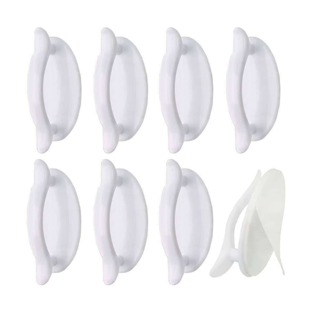 8 Pack Self-Adhesive Cabinet Knobs - No Drill, No Damage Furniture Handles for Drawers, Dressers, Bathroom & Kitchen Cabinets - Easy Install White Pulls (Perfect for Renters & DIY Home Decor)