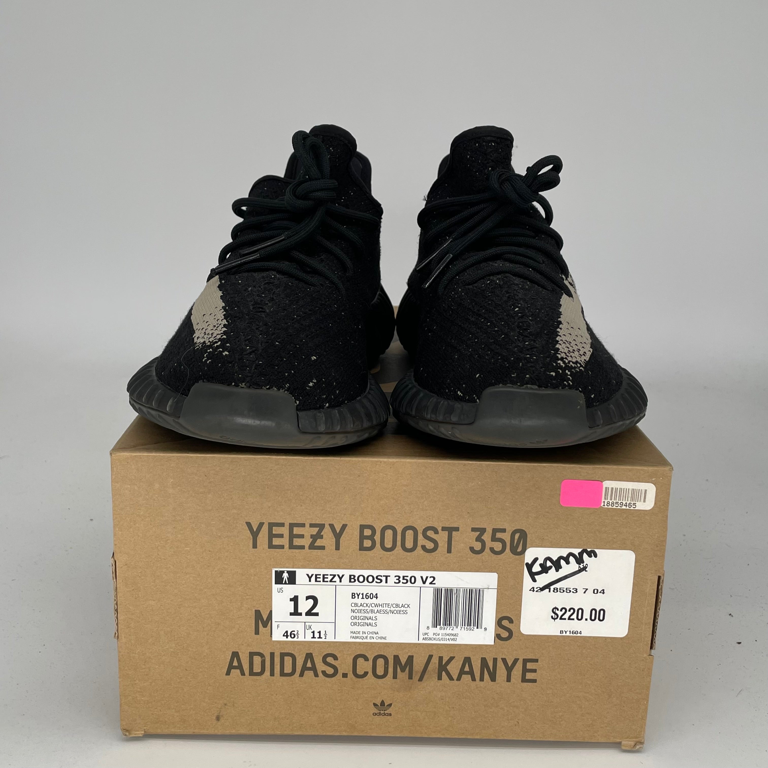 Adidas Yeezy Boost 350 V2 Core Black/White - Men's Size 12 Sneakers BY1604 | Running, Gym & Casual Wear