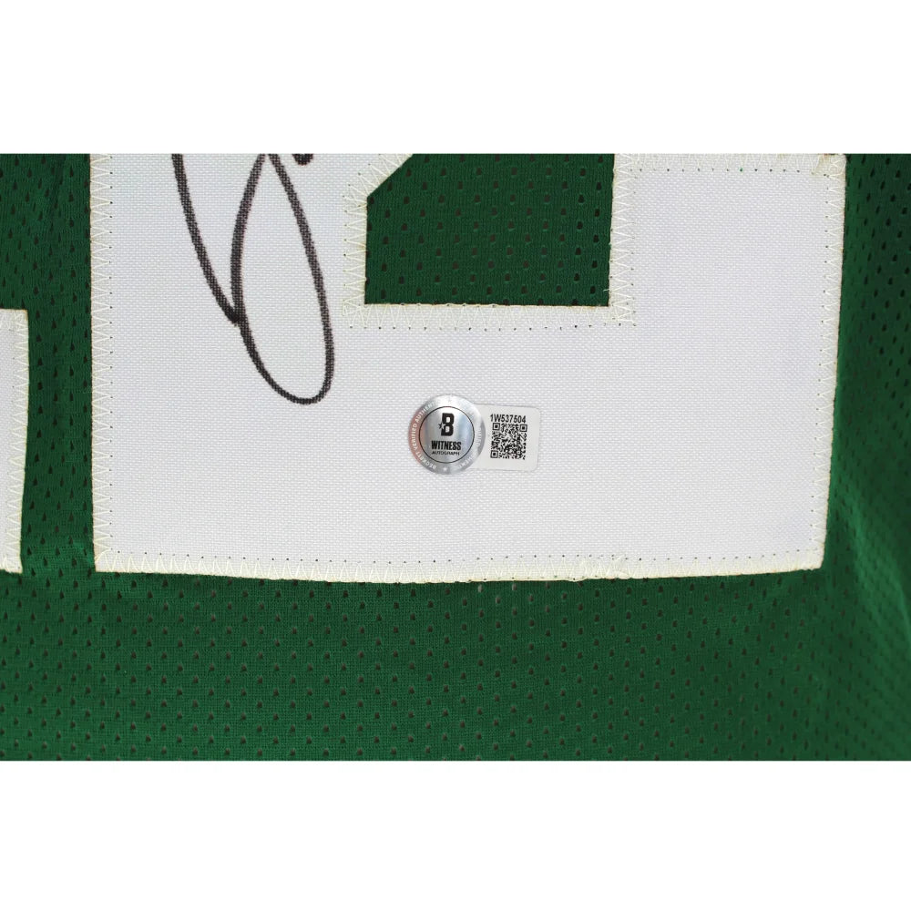 Authentic Joe Namath Autographed New York Jets Green Football Jersey with BAS COA - Broadway Joe Signed Collectible for Sports Memorabilia & Fan Display
