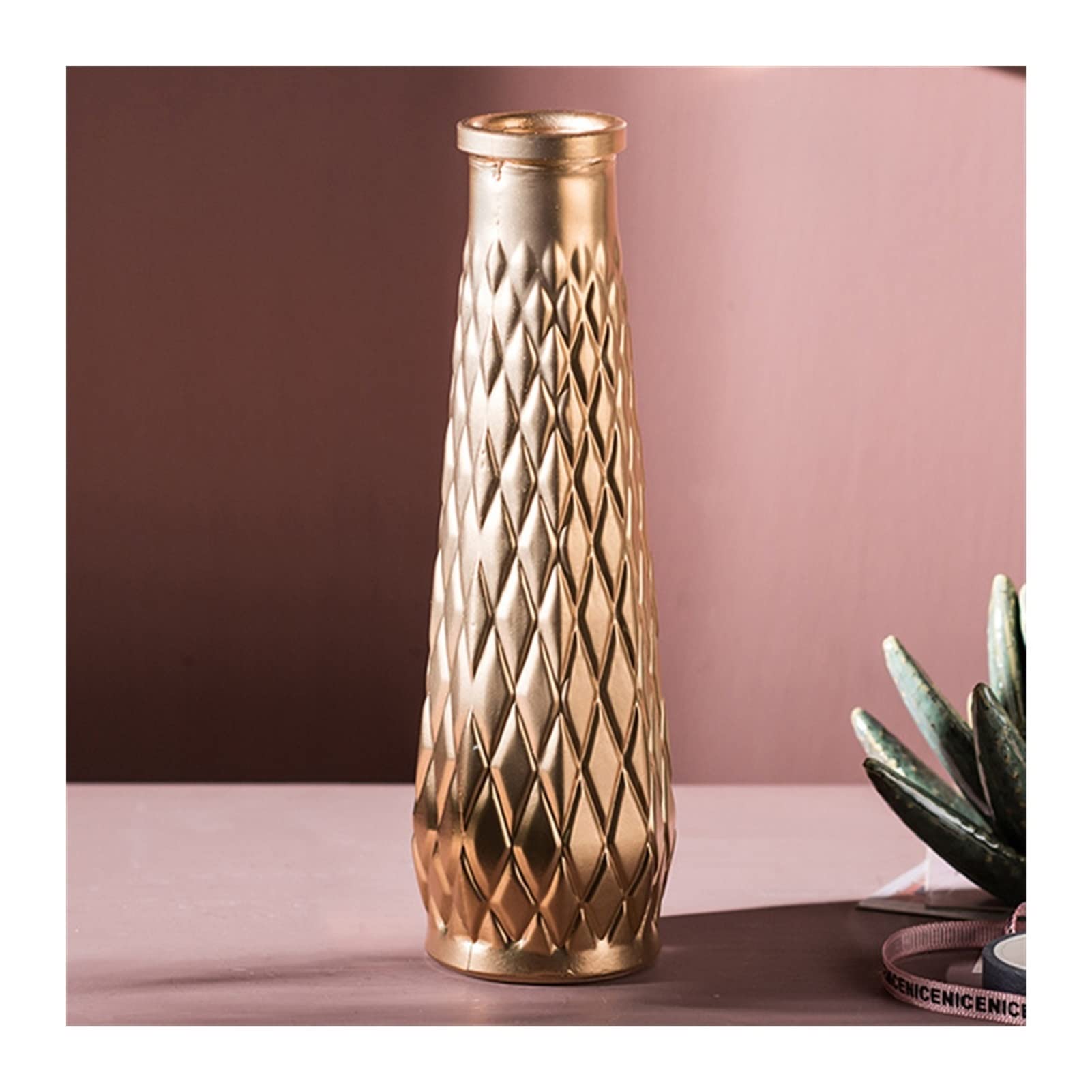 Golden Glass Flower Vase Set - Modern Decorative Vases for Home & Office - Various Shapes for Creative Floral Arrangements - Perfect for Centerpieces, Wedding Decor, and Living Room Accents (Color: Elegant Gold)