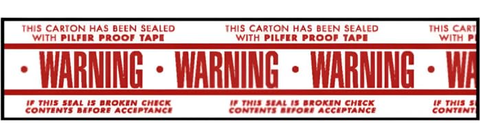 Warning Pilfer Proof Printed Tape - 3 Inch Wide x 165 Feet - Case of 24 Rolls - Secure Packages & Prevent Theft for Shipping Boxes