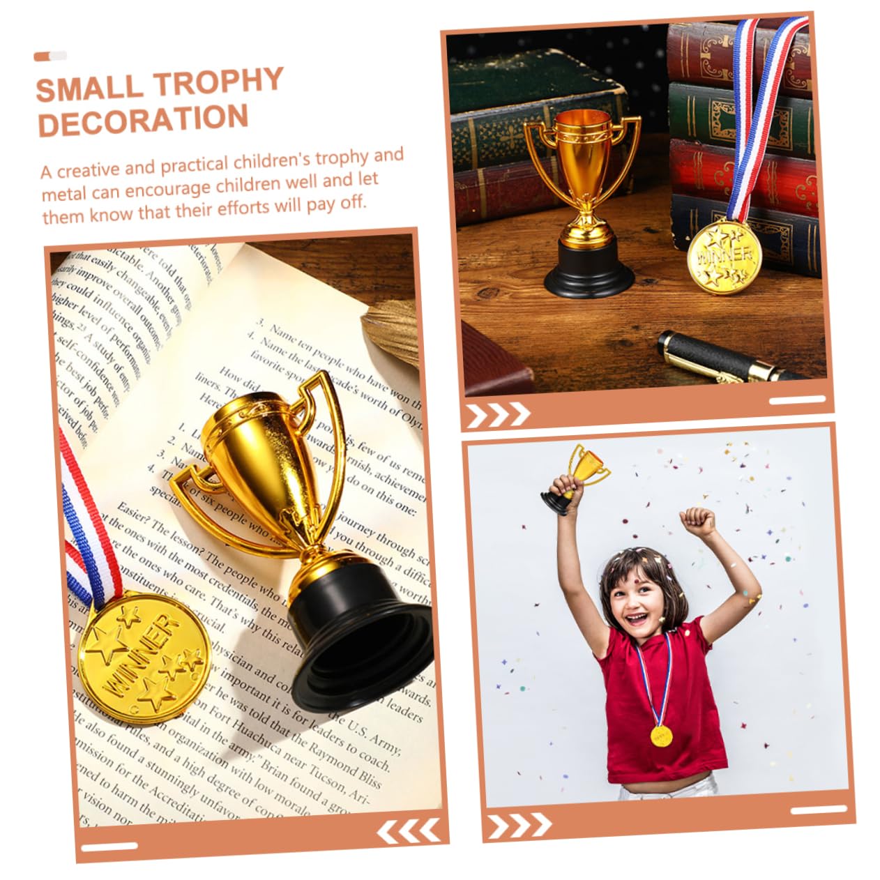CANIGHT 10PCS Plastic Gold Cup Toys - Mini Reward Medals & Trophies for Kids - Perfect for Birthday Parties, Classroom Rewards & Sports Events
