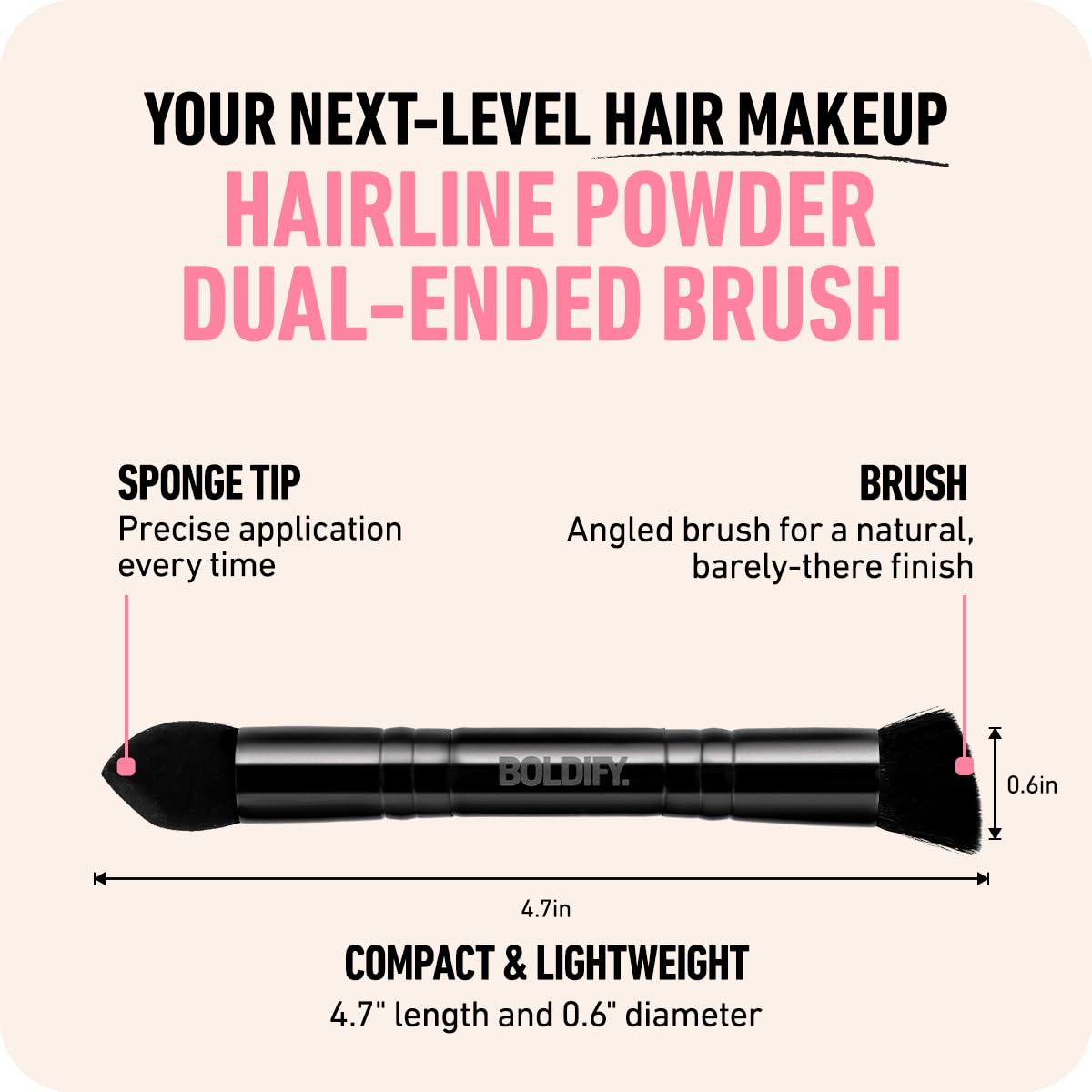 Boldify Dual-Ended Makeup Brush - Concealer & Hairline Powder Brush for Seamless Blending - Perfect for Root Touch Up & Contouring