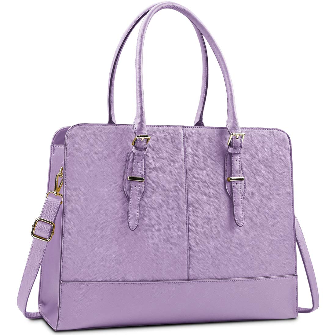 Premium Leather Laptop Tote Bag for Women - 15.6 Inch Waterproof Business Work Bag with Large Capacity, Professional Office Shoulder Handbag (Purple) - Perfect for Business Travel, Commuting & Professional Work Settings