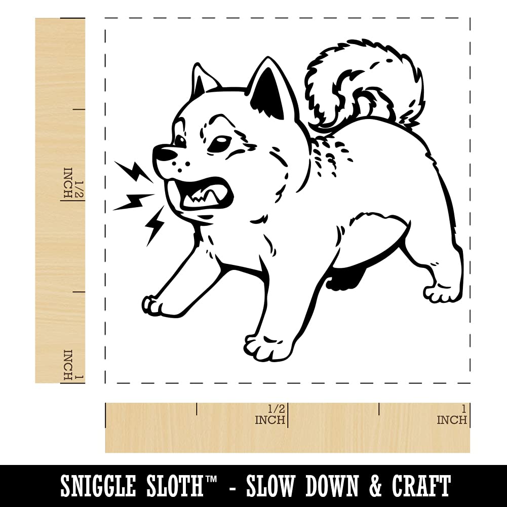 Shiba Inu Puppy Dog Barking Self-Inking Rubber Stamp with Blue Ink - 1 Inch Small Pet Stamp for Crafting, Scrapbooking, DIY Projects & Office Use