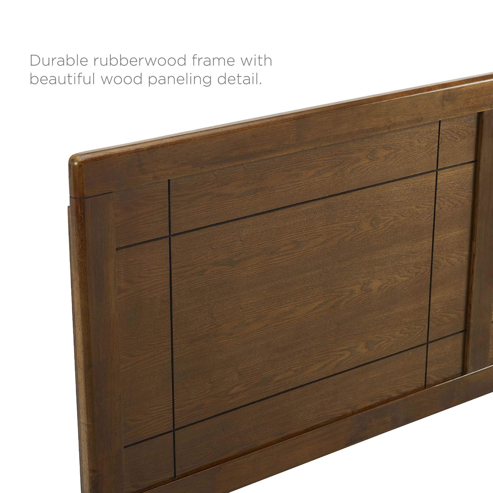 Modway Marlee Queen Wood Platform Bed with Splayed Legs in Walnut Finish - Modern Solid Wood Bed Frame for Bedroom, Guest Room & Dorm