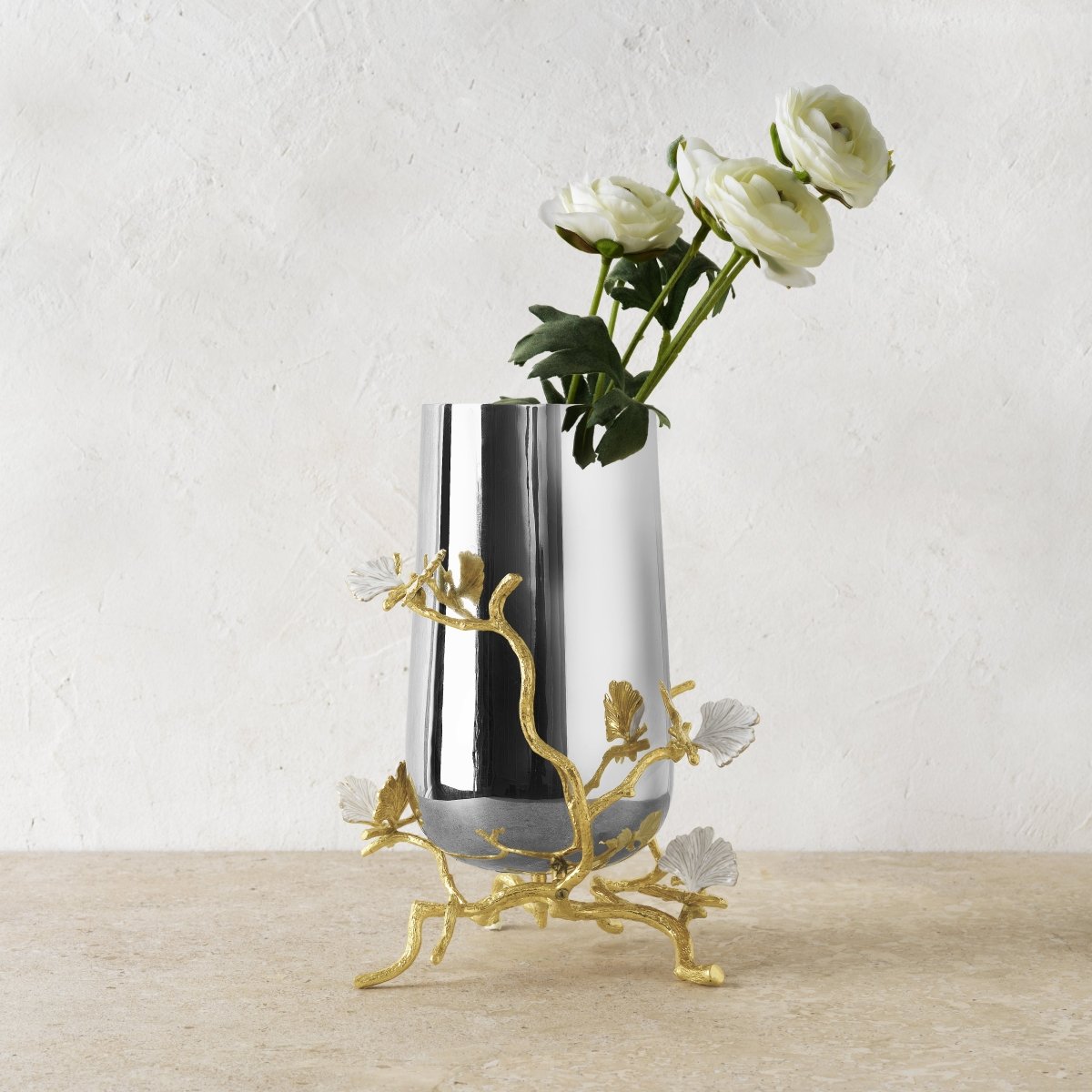 Butterfly Ginkgo Gold Vase - Elegant Home Decor for Living Room, Wedding Centerpiece, Luxury Gift Idea