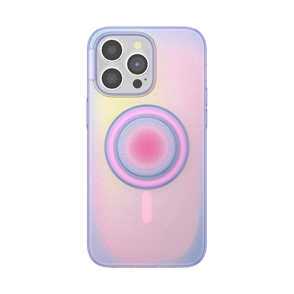 PopSockets iPhone 15 Pro Max Case with Round Phone Grip - MagSafe Compatible Protective Cover for iPhone 15 Pro Max, Wireless Charging Support - Aura Design | Perfect for Daily Use, Travel & Hands-Free Calling