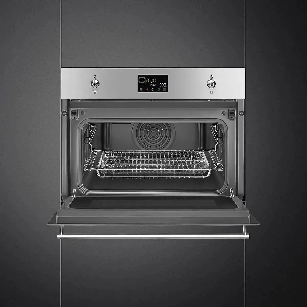 Smeg 45cm Compact Classic Speed Oven - Stainless Steel Built-in Microwave & Convection Oven for Small Kitchens, Apartments & RVs | Fast Cooking & Baking