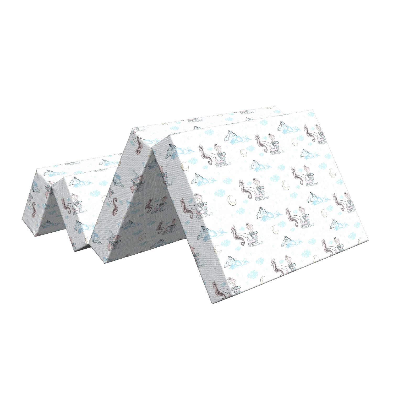 Ambesonne Mermaid Foldable Mattress - Fantasy Sea Horse Design, 74.8