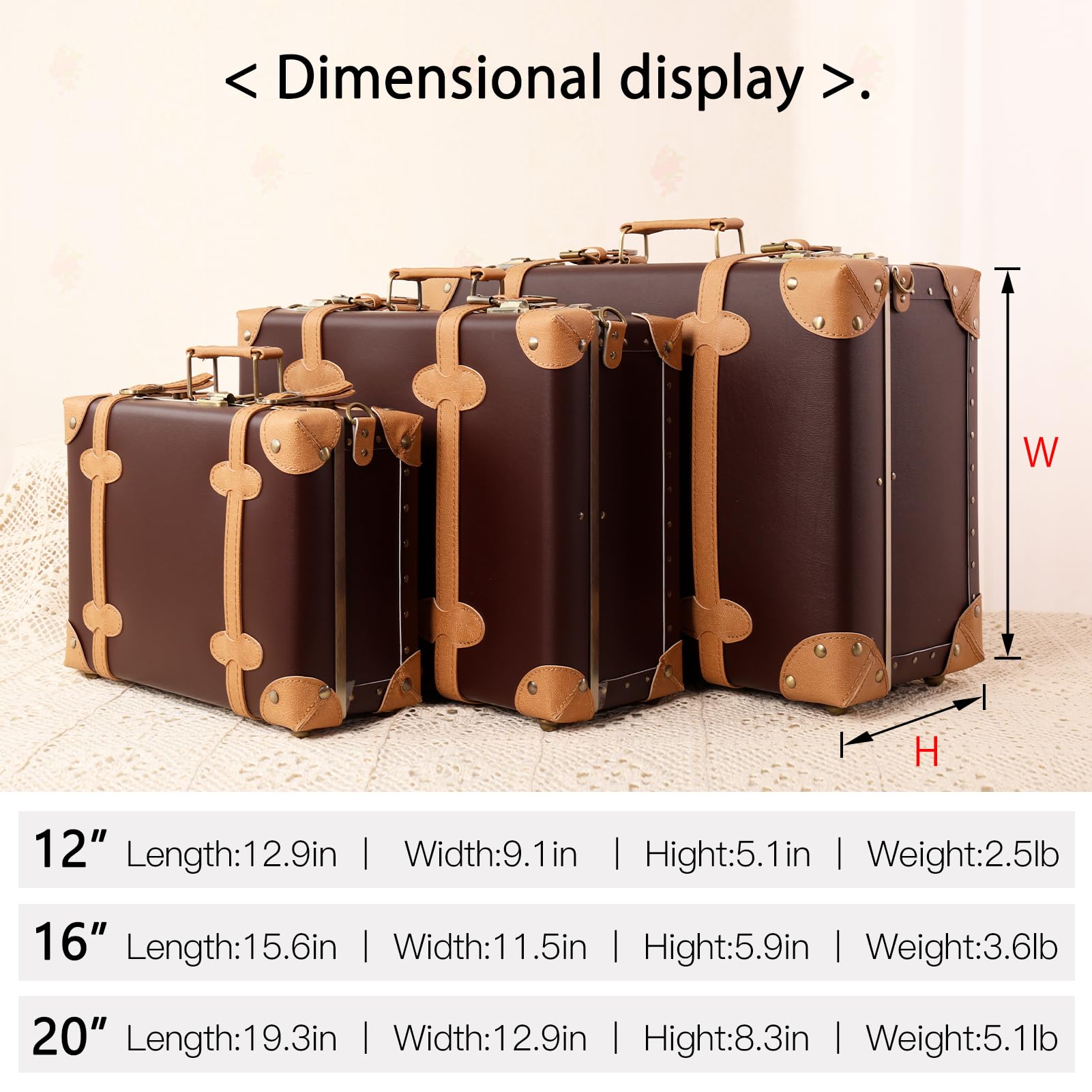 Vintage Leather Carry-On Suitcase - Cute Non-Wheeled Mini Trunk Overnight Bag with Adjustable Shoulder Strap | Perfect for Weekend Getaways, Business Trips & Airplane Travel